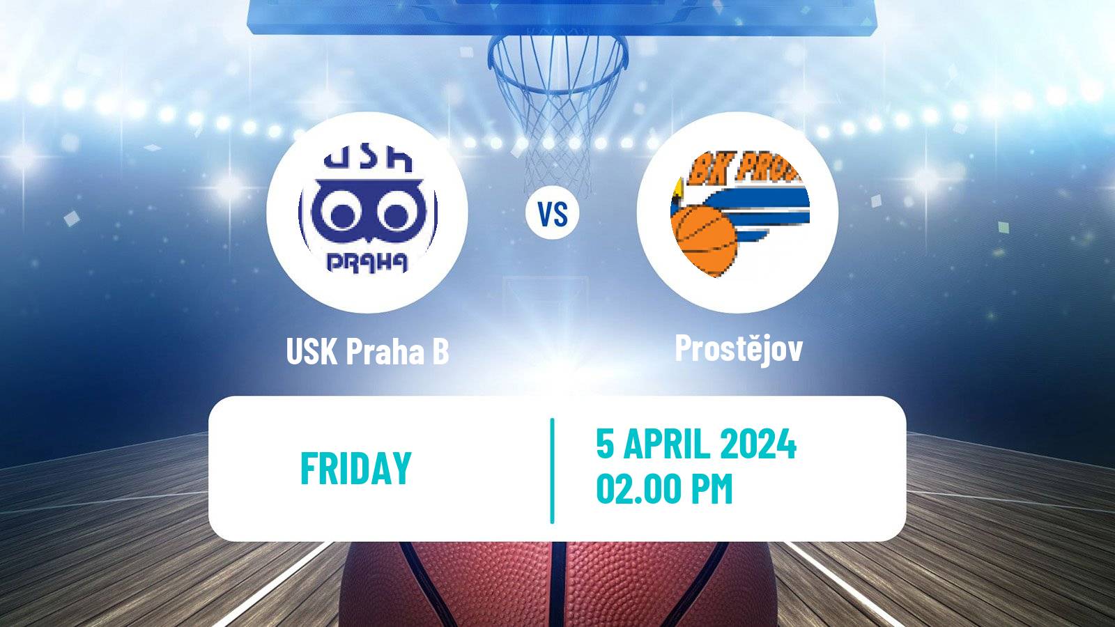 Basketball Czech 1 Liga Basketball USK Praha B - Prostějov