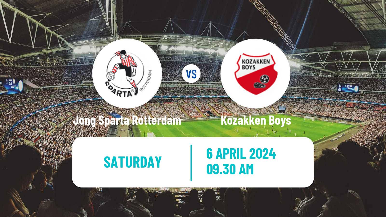 Soccer Dutch Tweede Divisie Jong Sparta Rotterdam - Kozakken Boys