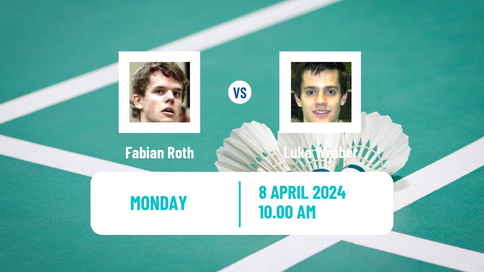 Badminton BWF European Championship Men Fabian Roth - Luka Wraber