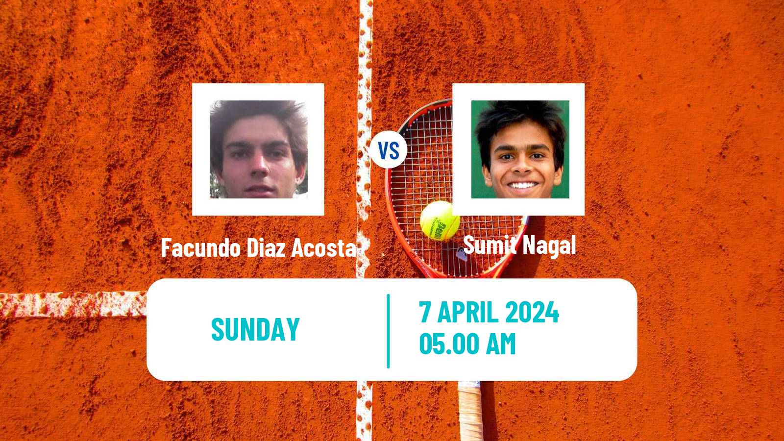 Tennis ATP Monte Carlo Facundo Diaz Acosta - Sumit Nagal