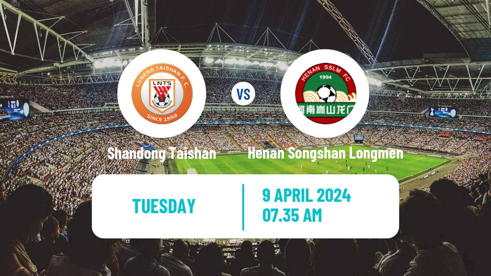 Soccer Chinese Super League Shandong Taishan - Henan Songshan Longmen