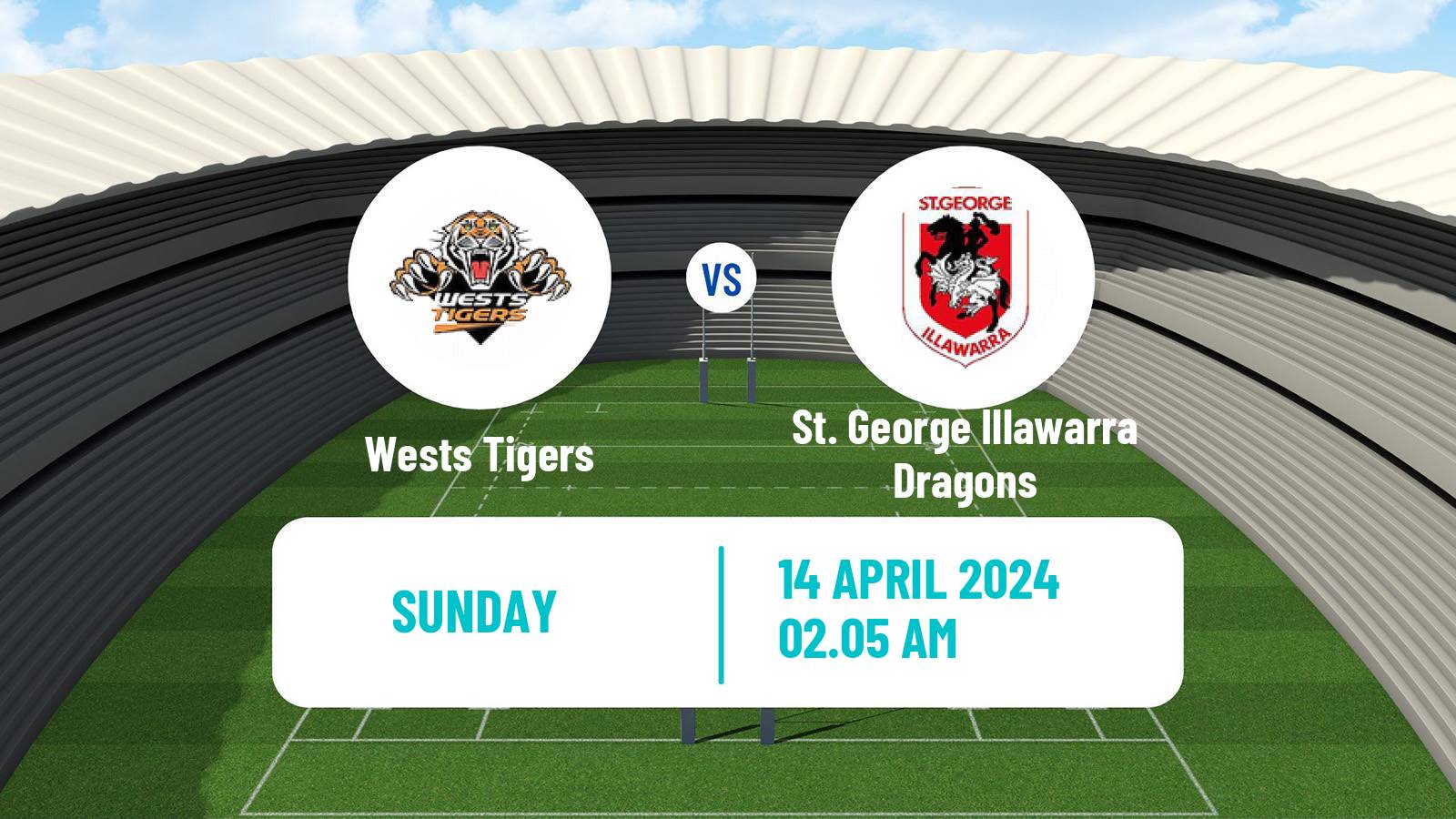 Rugby league Australian NRL Wests Tigers - St. George Illawarra Dragons