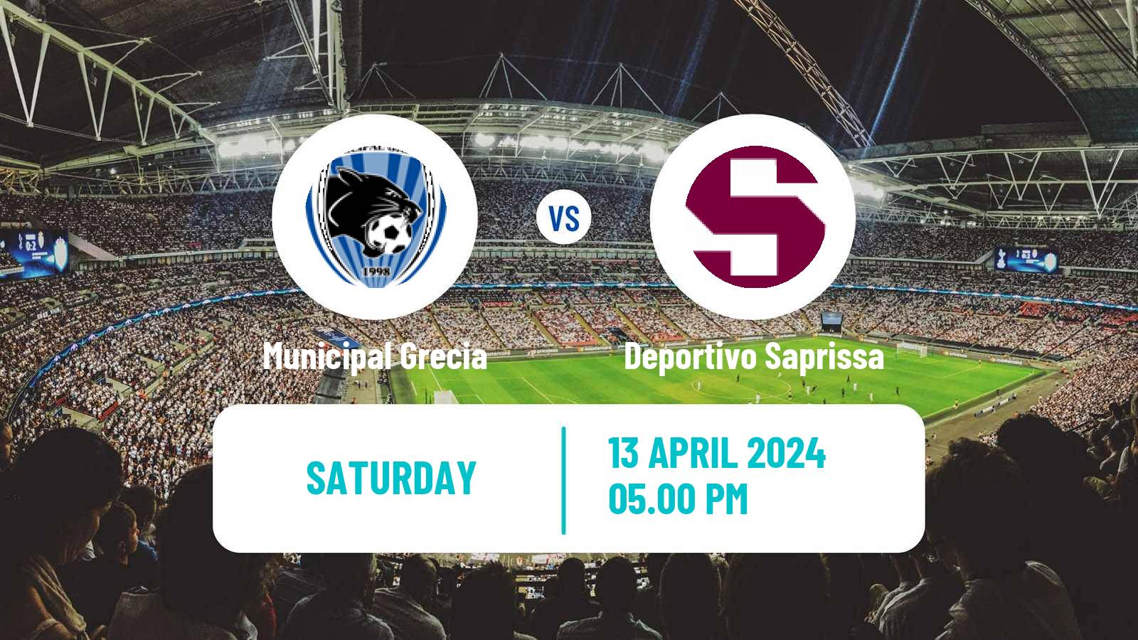 Soccer Costa Rican Primera Division Municipal Grecia - Deportivo Saprissa