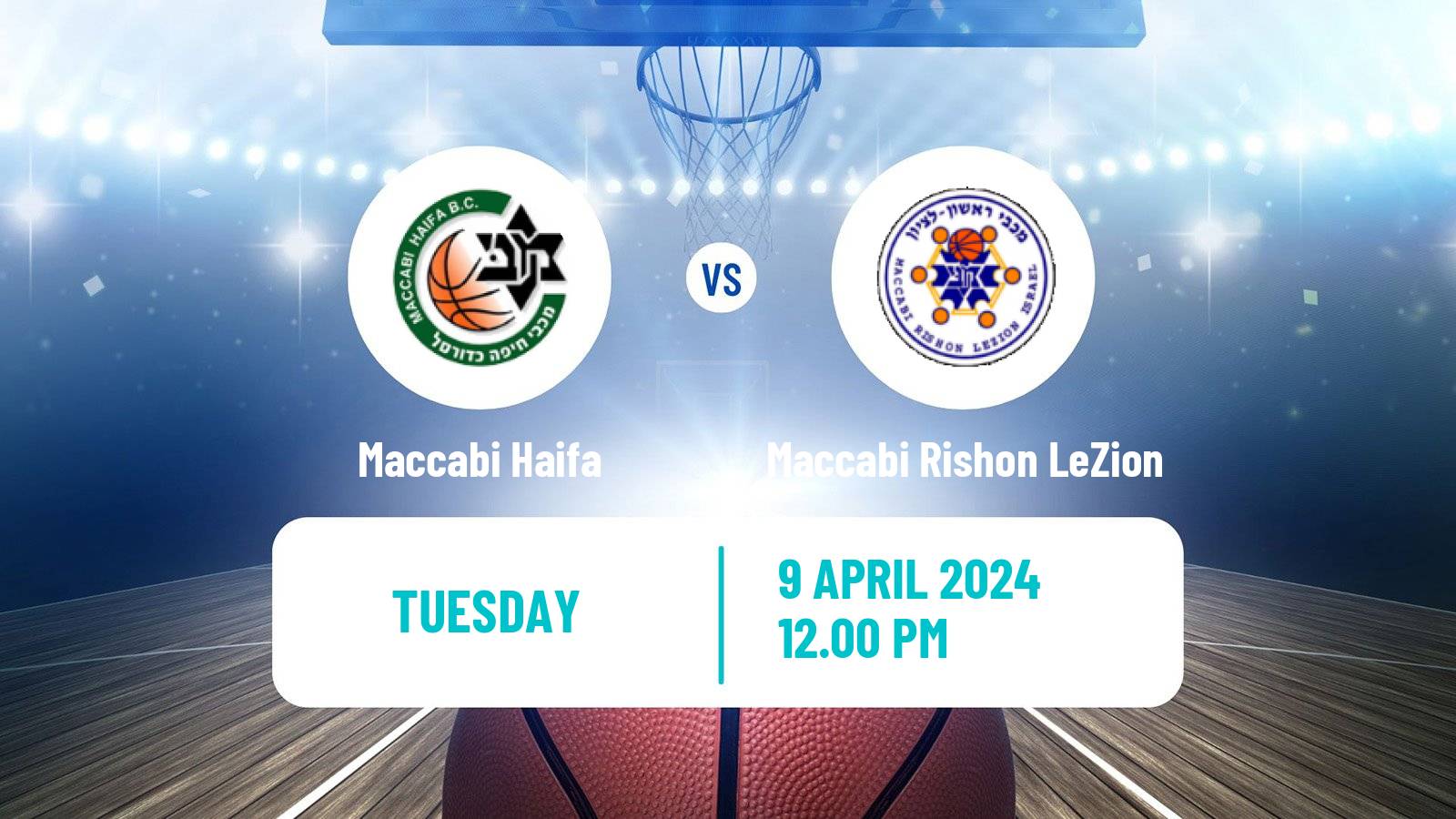 Basketball Israeli Liga Leumit Basketball Maccabi Haifa - Maccabi Rishon LeZion