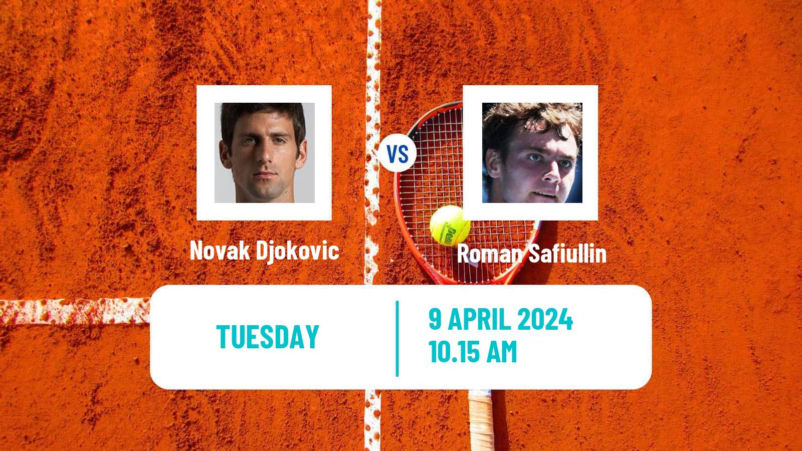 Tennis ATP Monte Carlo Novak Djokovic - Roman Safiullin