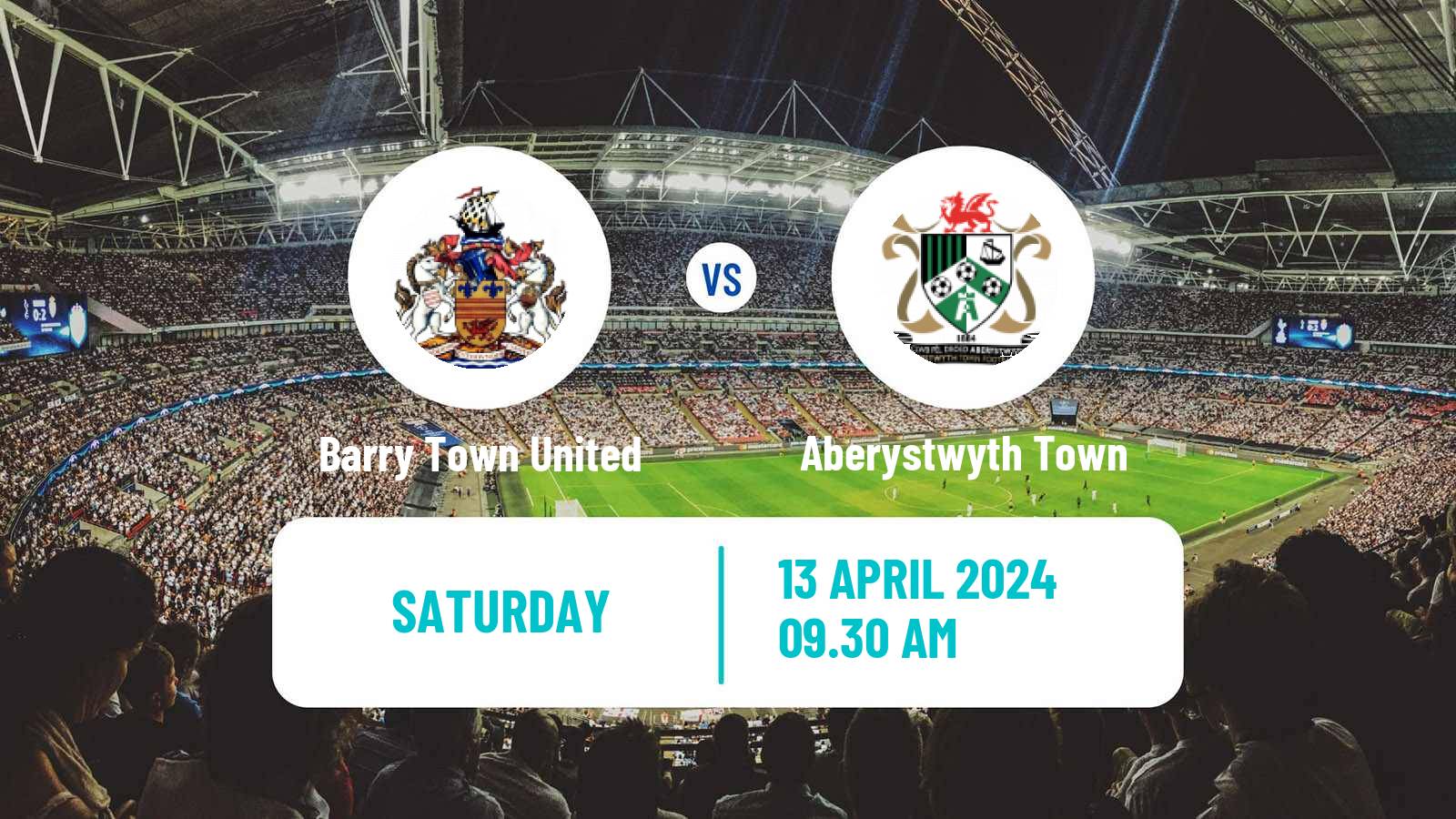 Soccer Welsh Cymru Premier Barry Town United - Aberystwyth Town