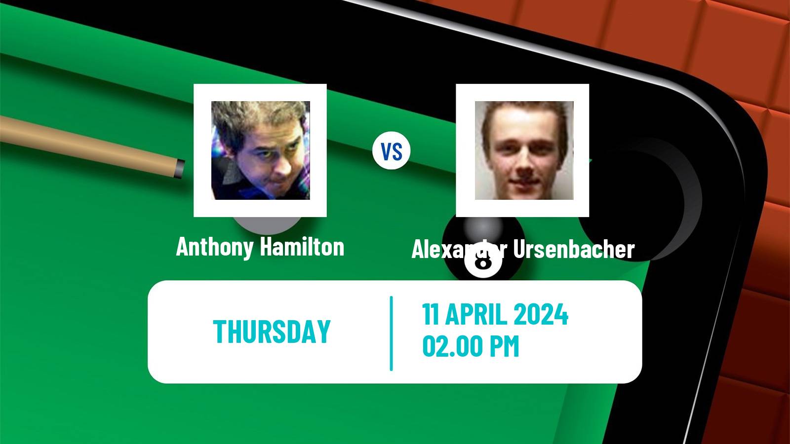 Snooker World Championship Anthony Hamilton - Alexander Ursenbacher