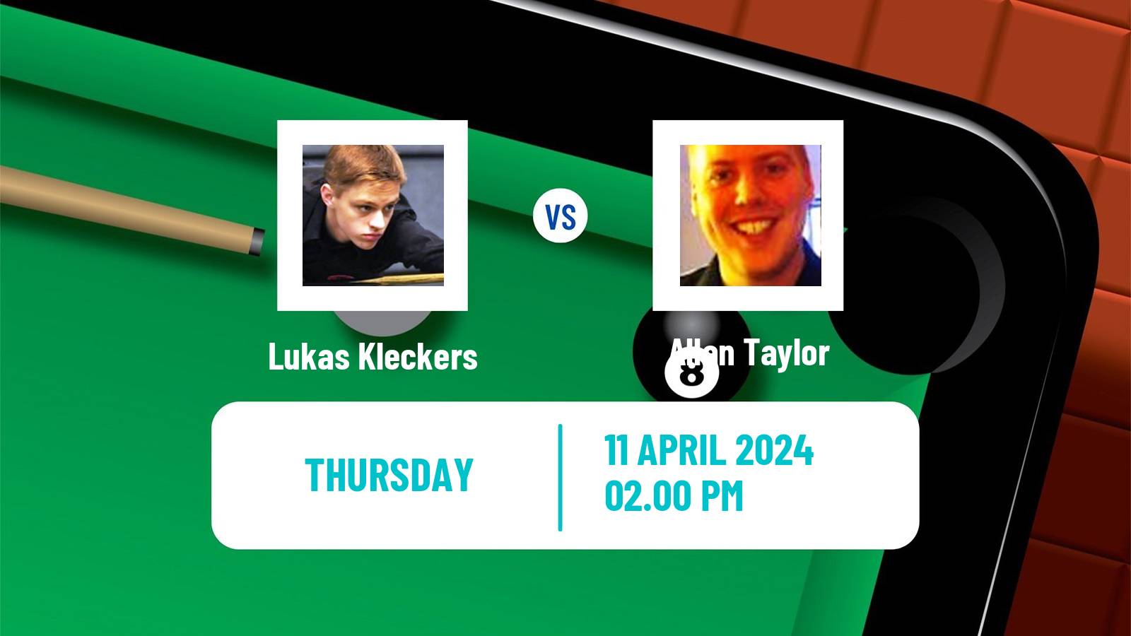 Snooker World Championship Lukas Kleckers - Allan Taylor