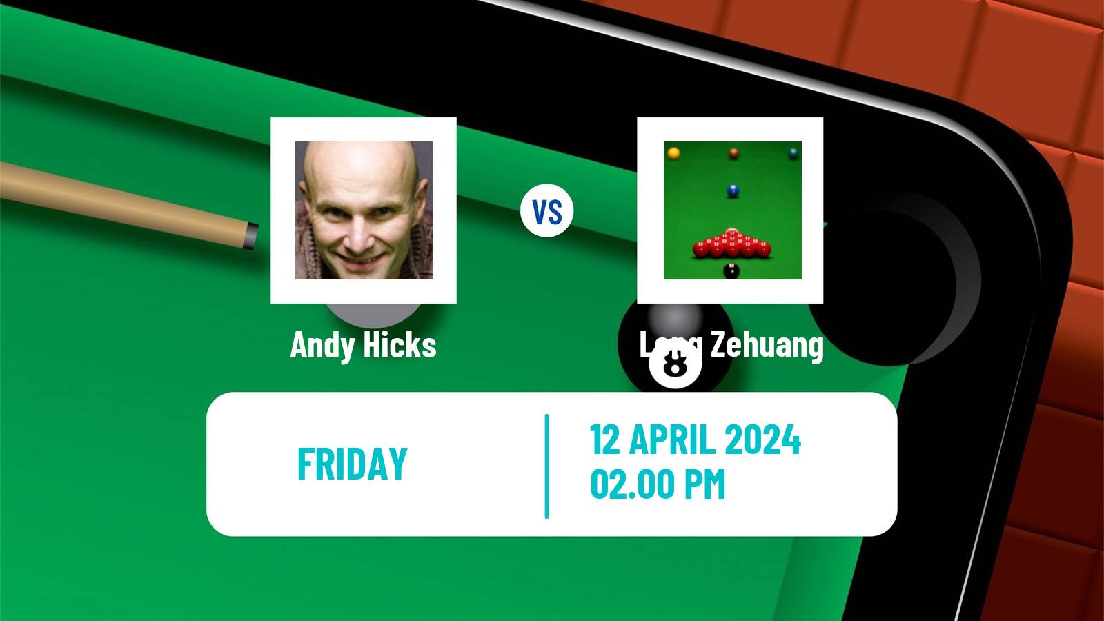 Snooker World Championship Andy Hicks - Long Zehuang