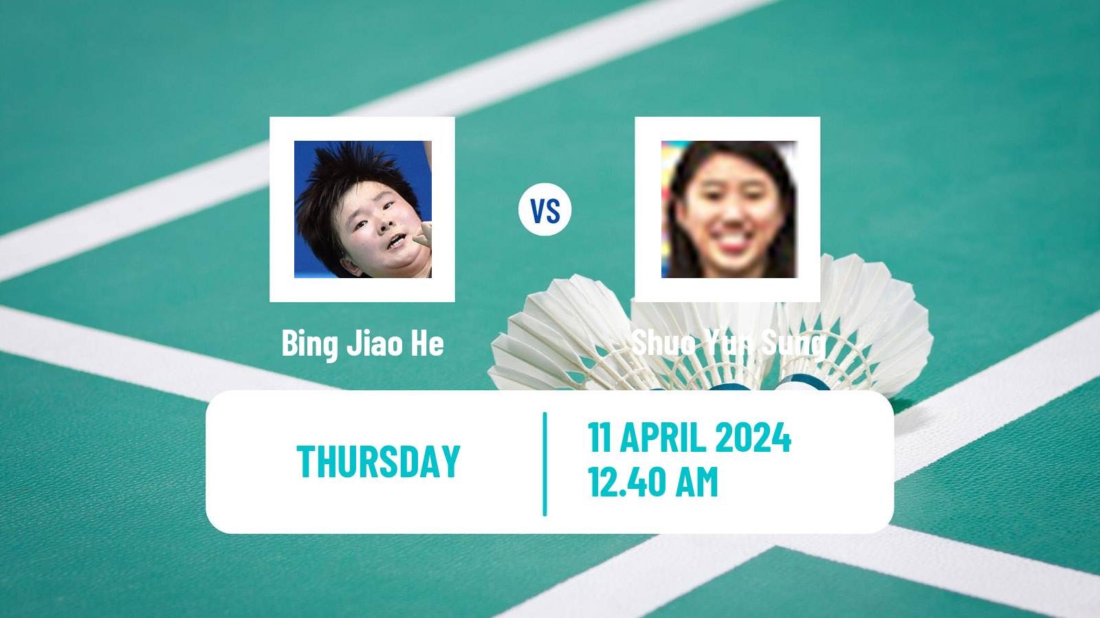 Badminton BWF Asia Championships Women Bing Jiao He - Shuo Yun Sung