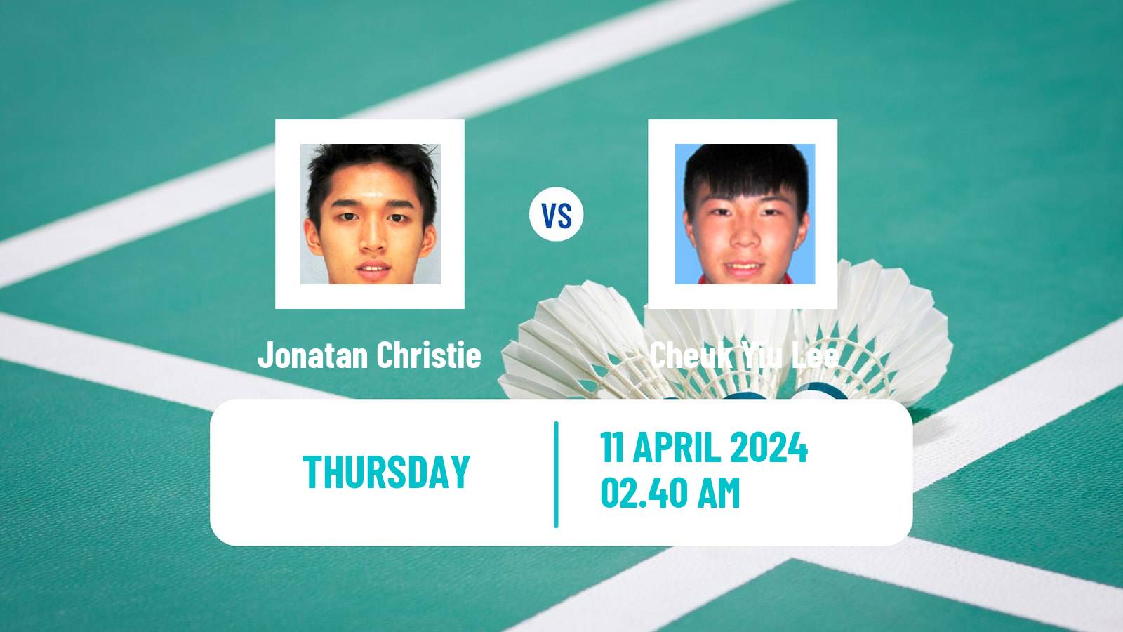 Badminton BWF Asia Championships Men Jonatan Christie - Cheuk Yiu Lee