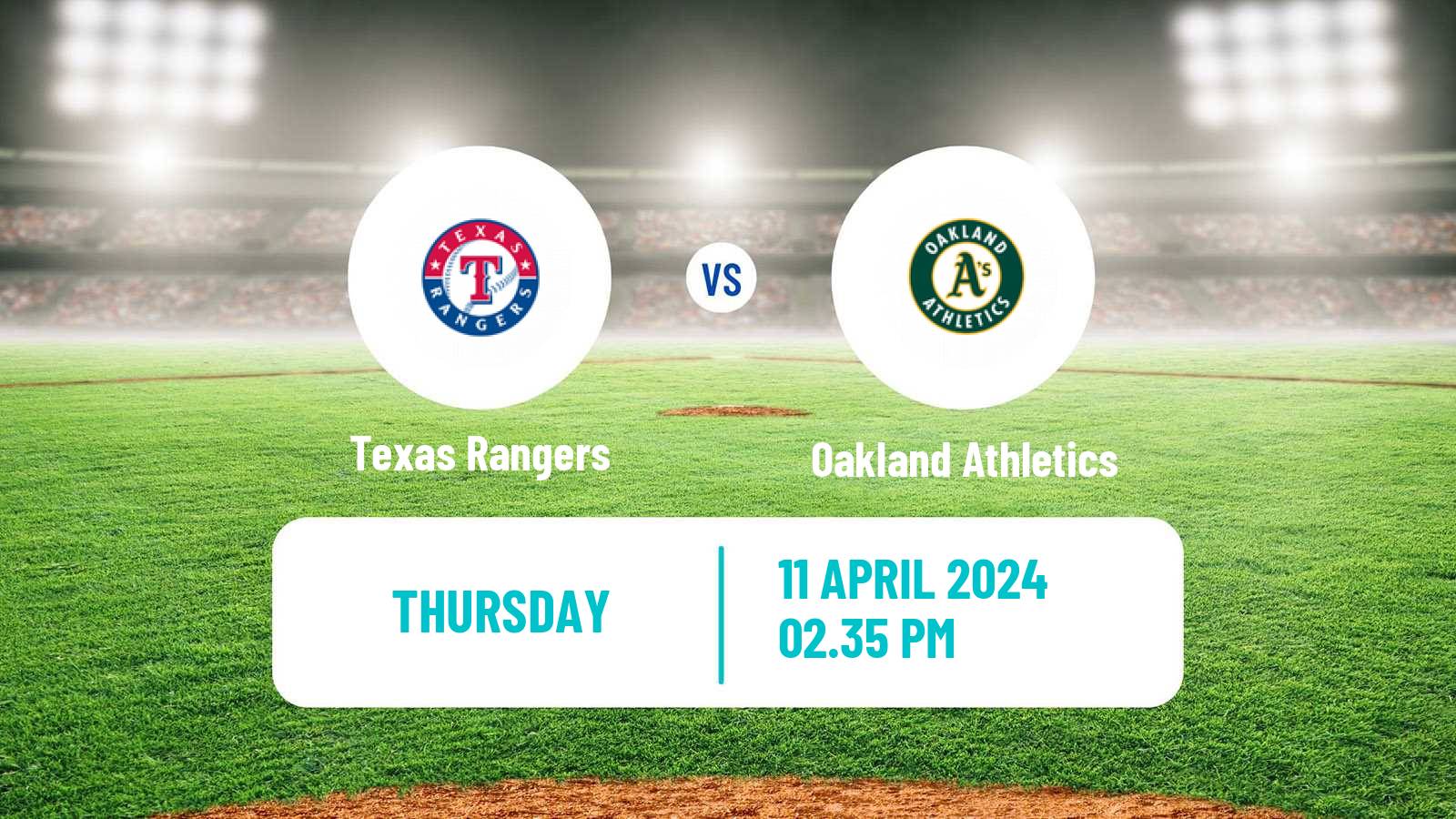 Baseball MLB Texas Rangers - Oakland Athletics