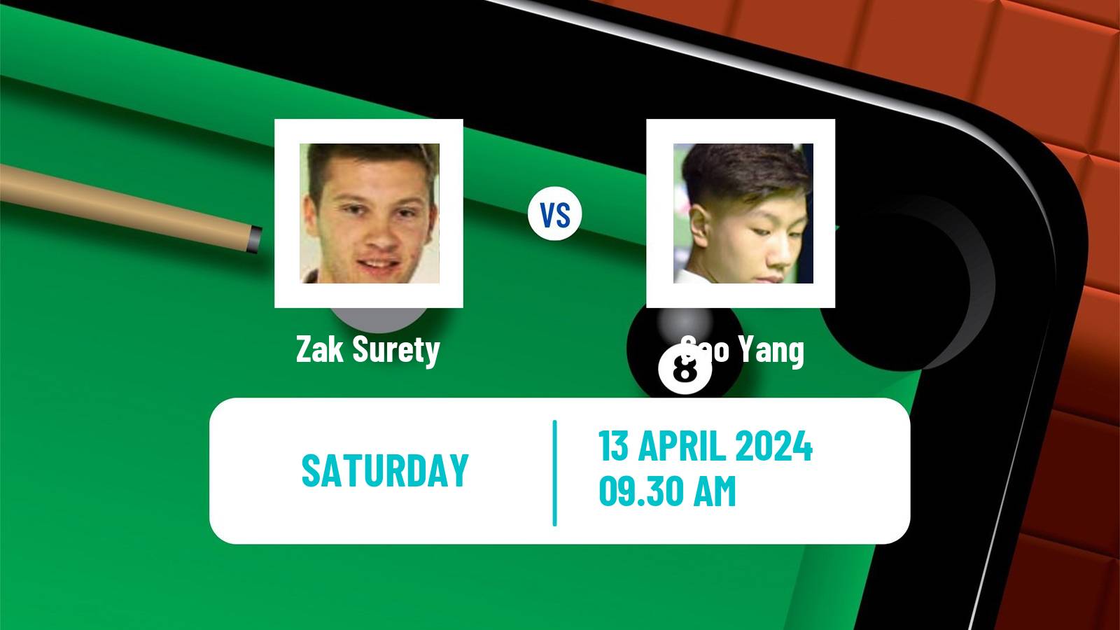 Snooker World Championship Zak Surety - Gao Yang