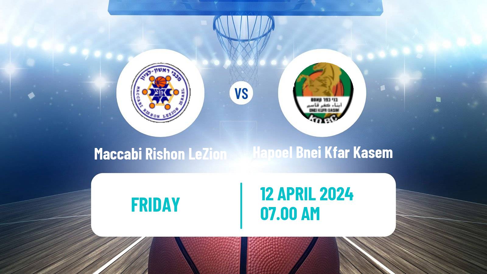 Basketball Israeli Liga Leumit Basketball Maccabi Rishon LeZion - Hapoel Bnei Kfar Kasem
