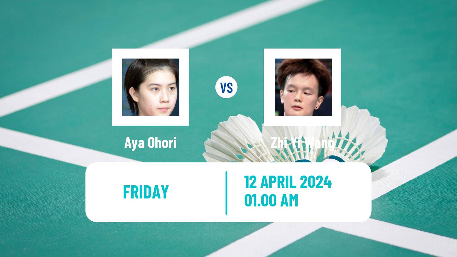 Badminton BWF Asia Championships Women Aya Ohori - Zhi Yi Wang