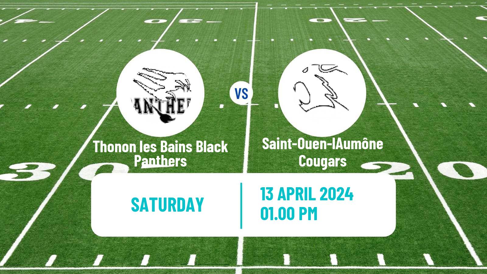 American football French Championnat Elite American Football Thonon les Bains Black Panthers - Saint-Ouen-lAumône Cougars