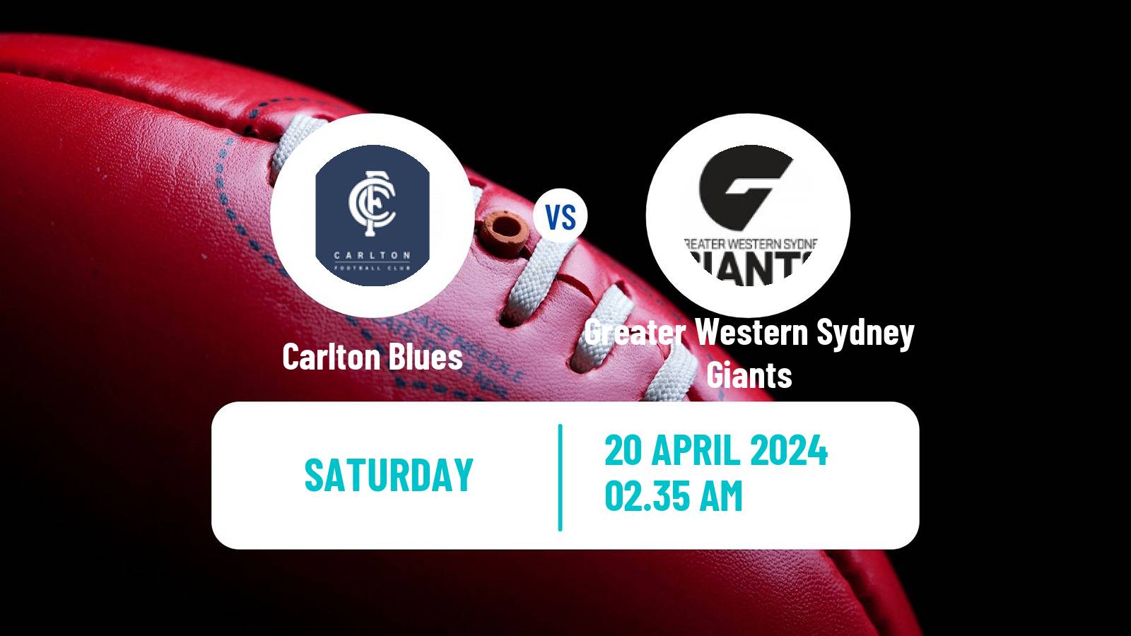 Aussie rules AFL Carlton Blues - Greater Western Sydney Giants