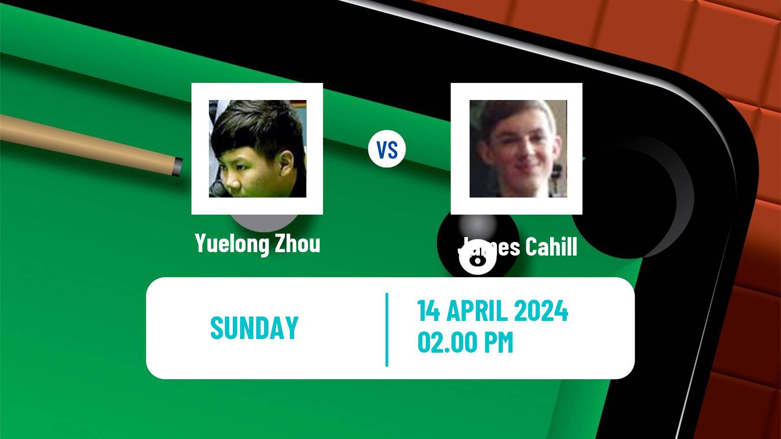 Snooker World Championship Yuelong Zhou - James Cahill