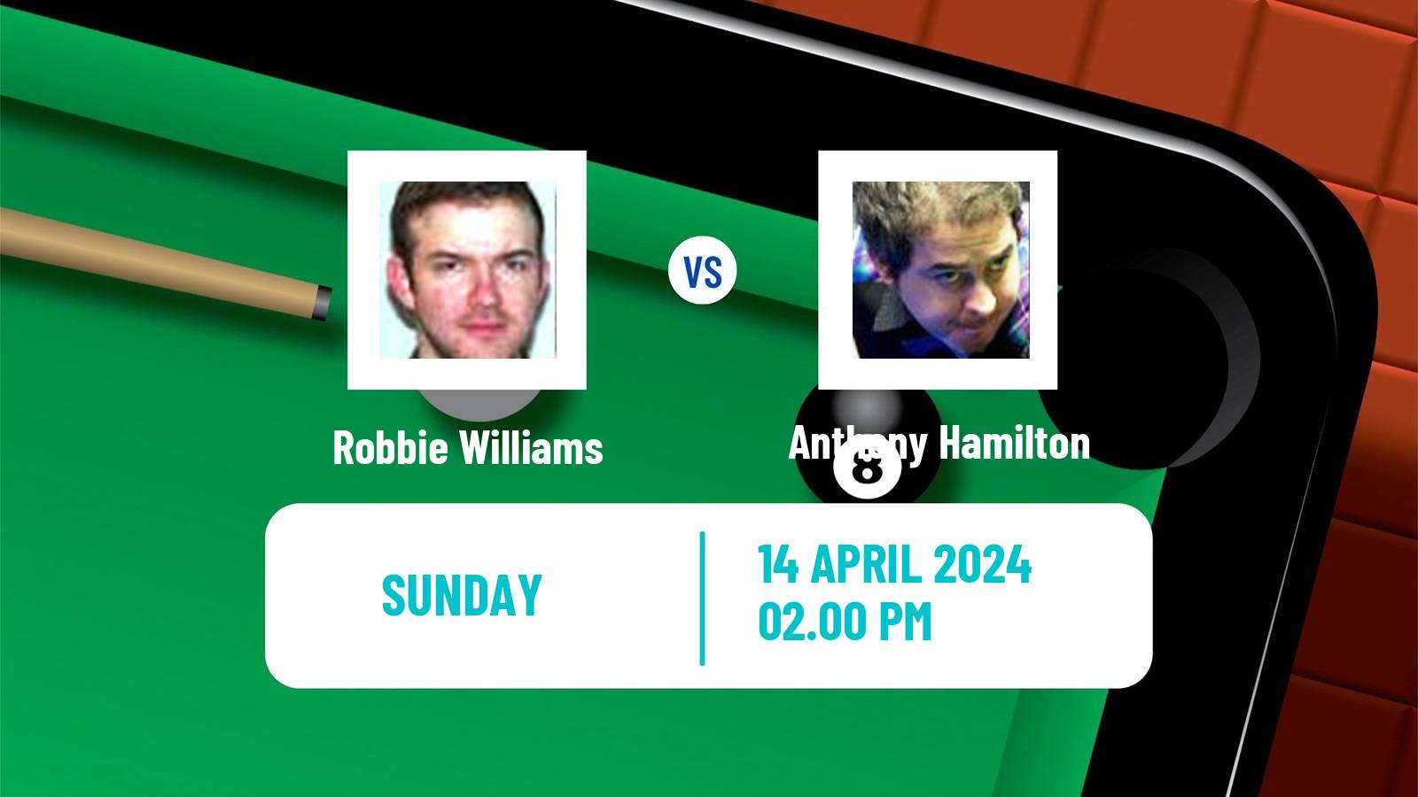 Snooker World Championship Robbie Williams - Anthony Hamilton
