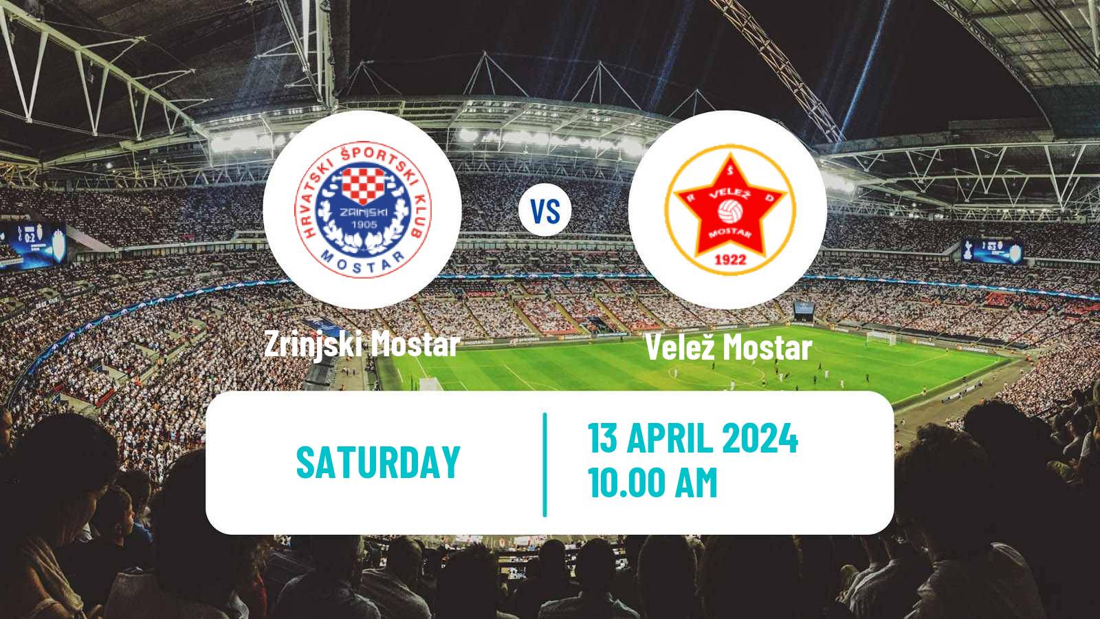 Soccer Bosnian Premier League Zrinjski Mostar - Velež Mostar
