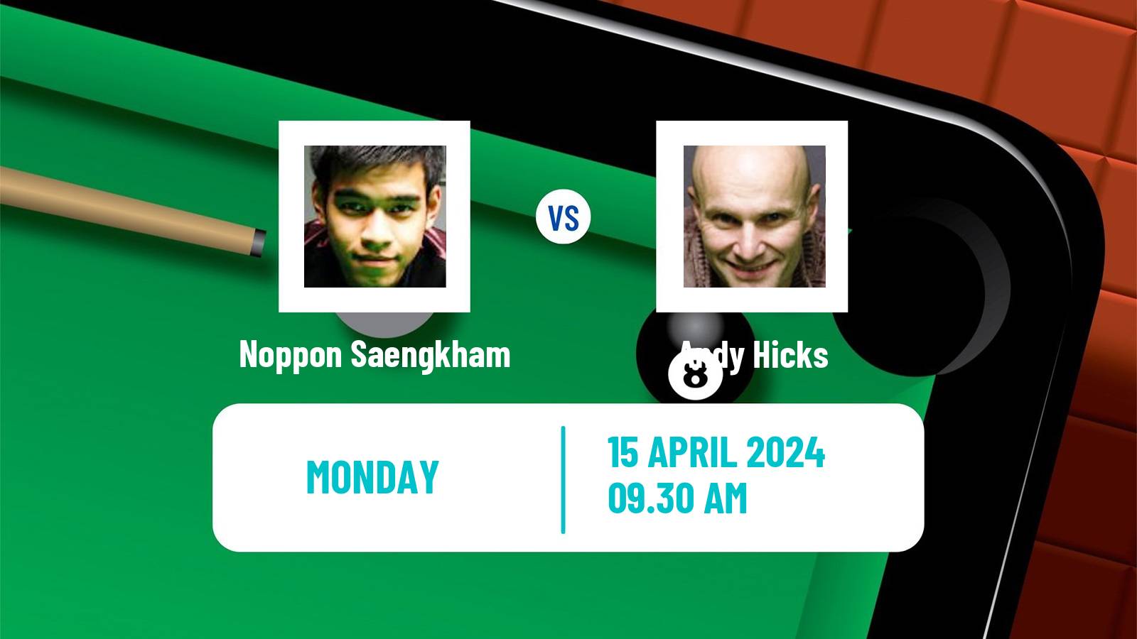 Snooker World Championship Noppon Saengkham - Andy Hicks