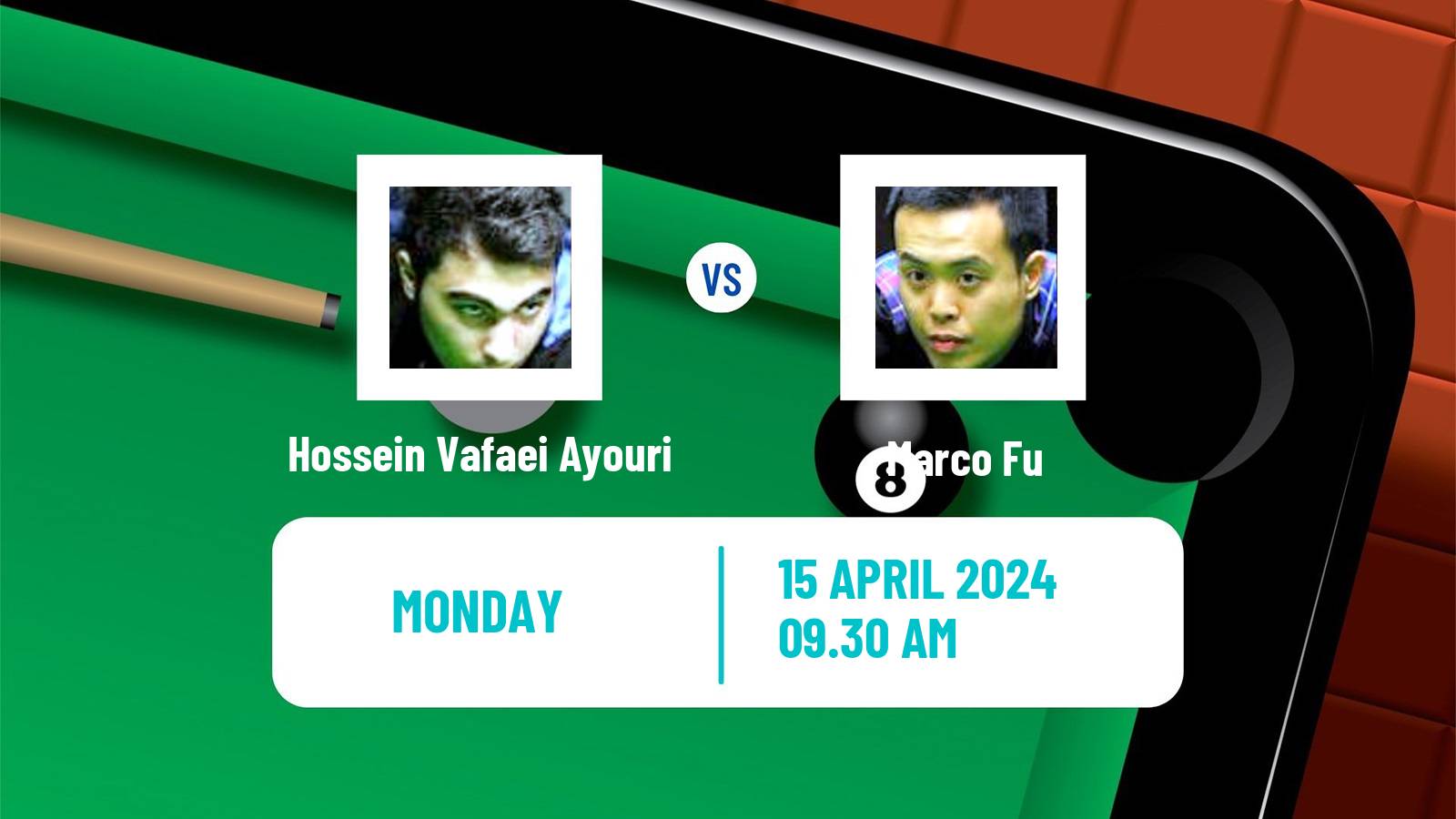 Snooker World Championship Hossein Vafaei Ayouri - Marco Fu