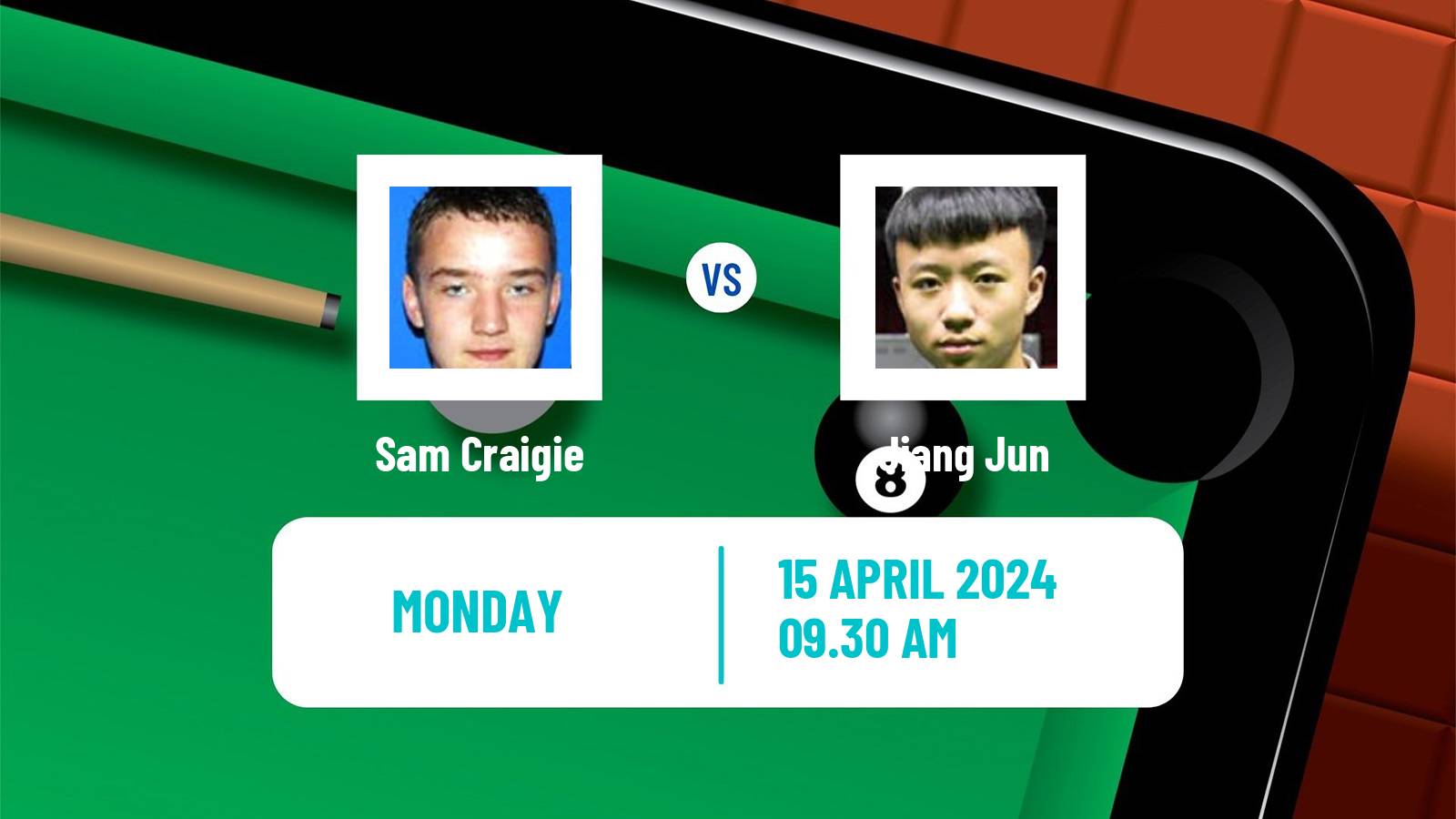 Snooker World Championship Sam Craigie - Jiang Jun
