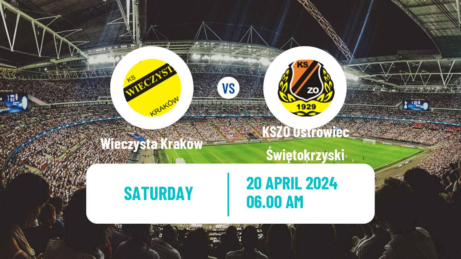 Soccer Polish Division 3 - Group IV Wieczysta Kraków - KSZO Ostrowiec Świętokrzyski