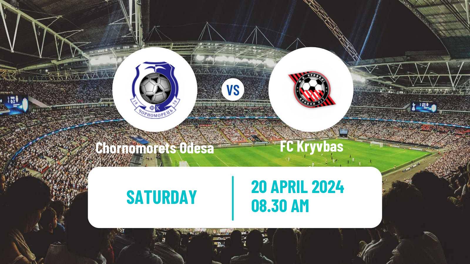 Soccer Ukrainian Premier League Chornomorets Odesa - Kryvbas