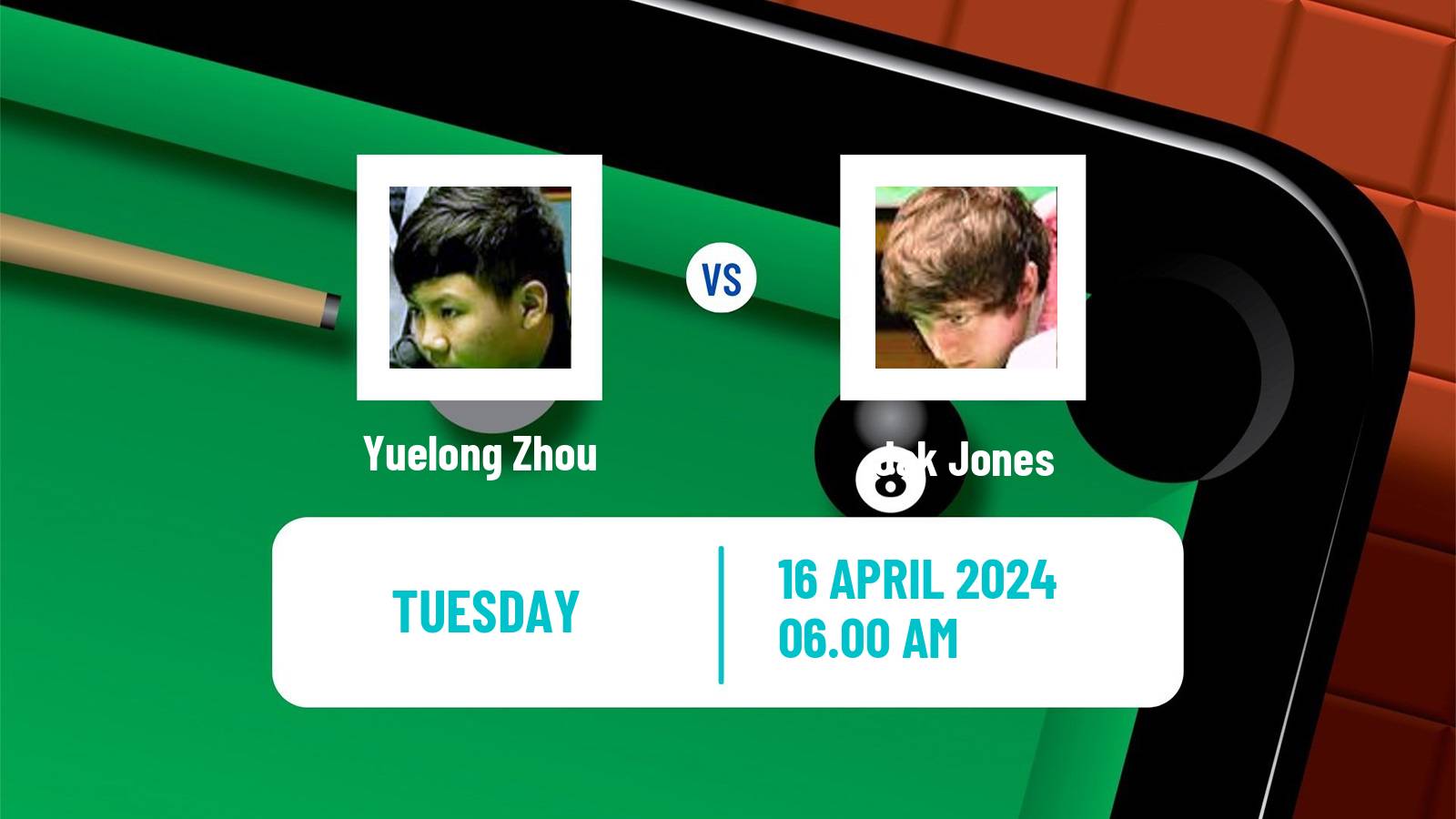 Snooker World Championship Yuelong Zhou - Jak Jones