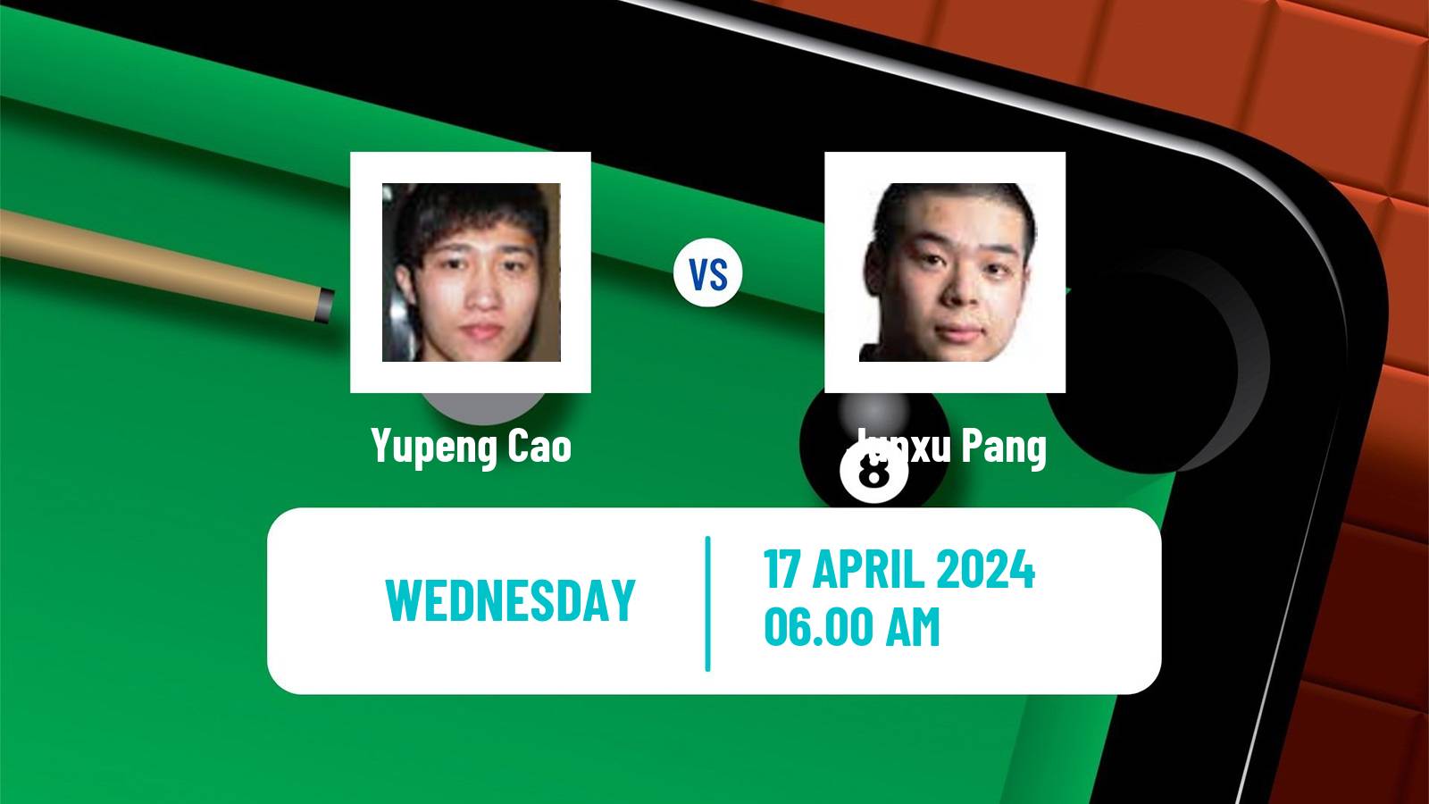 Snooker World Championship Yupeng Cao - Junxu Pang
