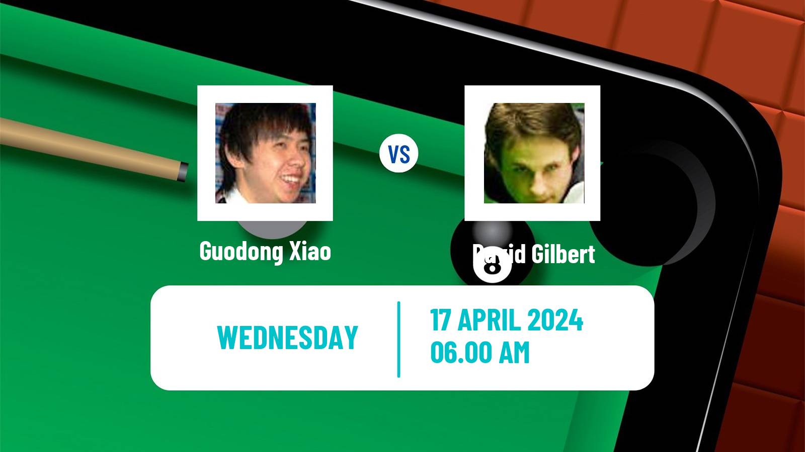 Snooker World Championship Guodong Xiao - David Gilbert