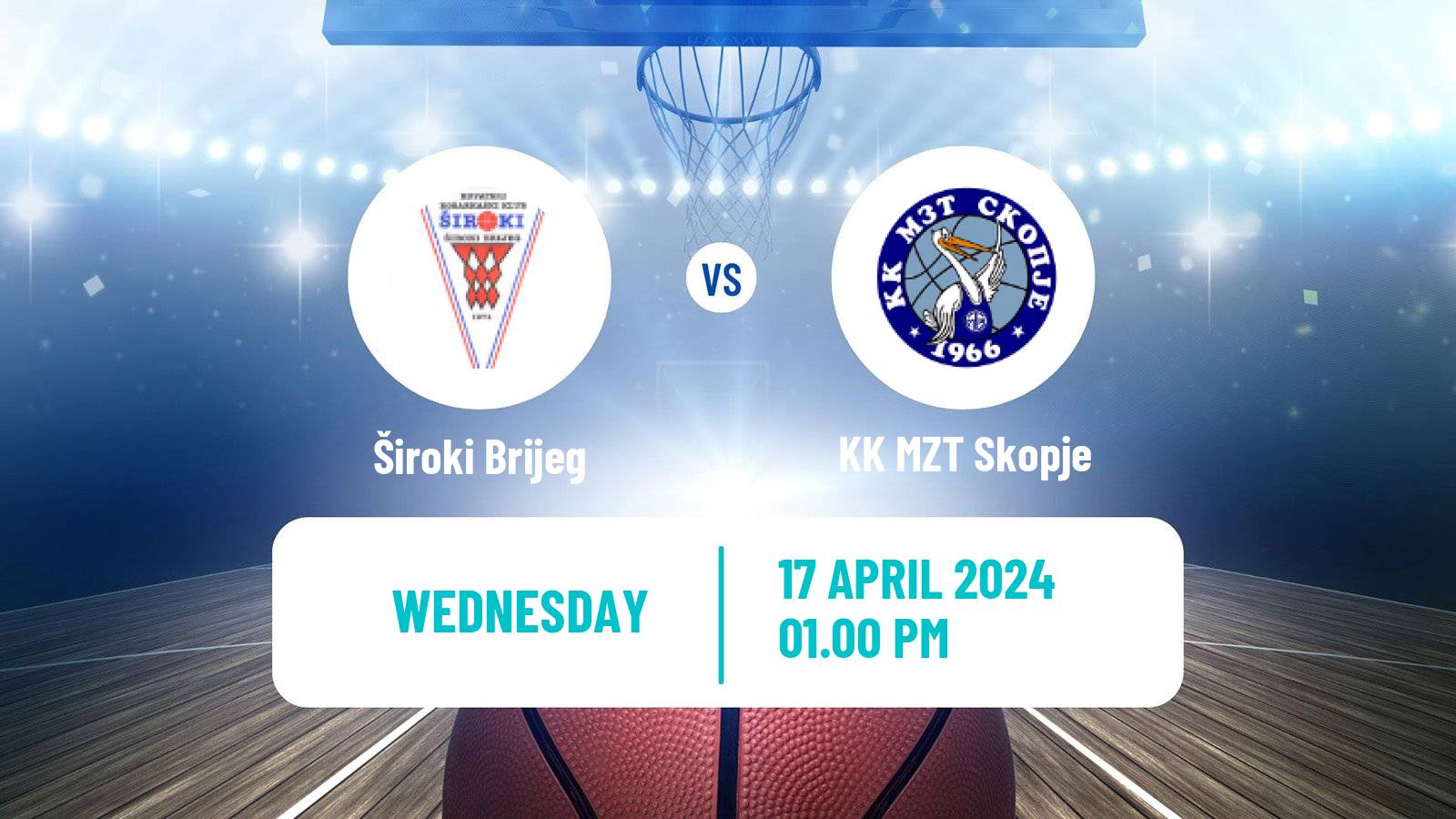 Basketball Adriatic League 2 Široki Brijeg - KK MZT Skopje