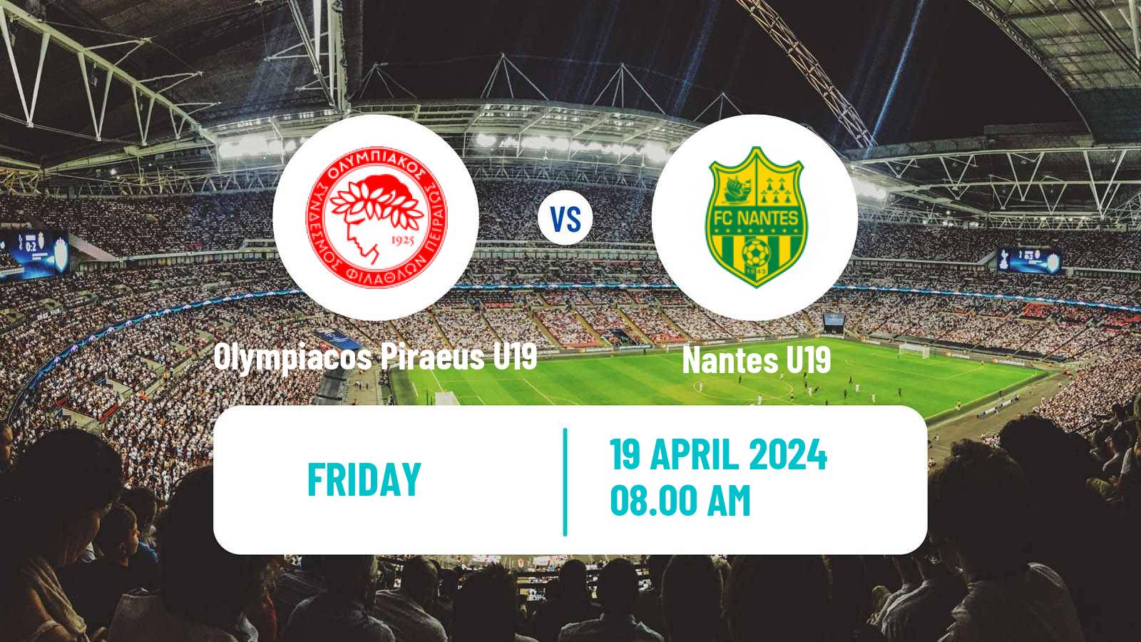 Soccer UEFA Youth League Olympiacos Piraeus U19 - Nantes U19