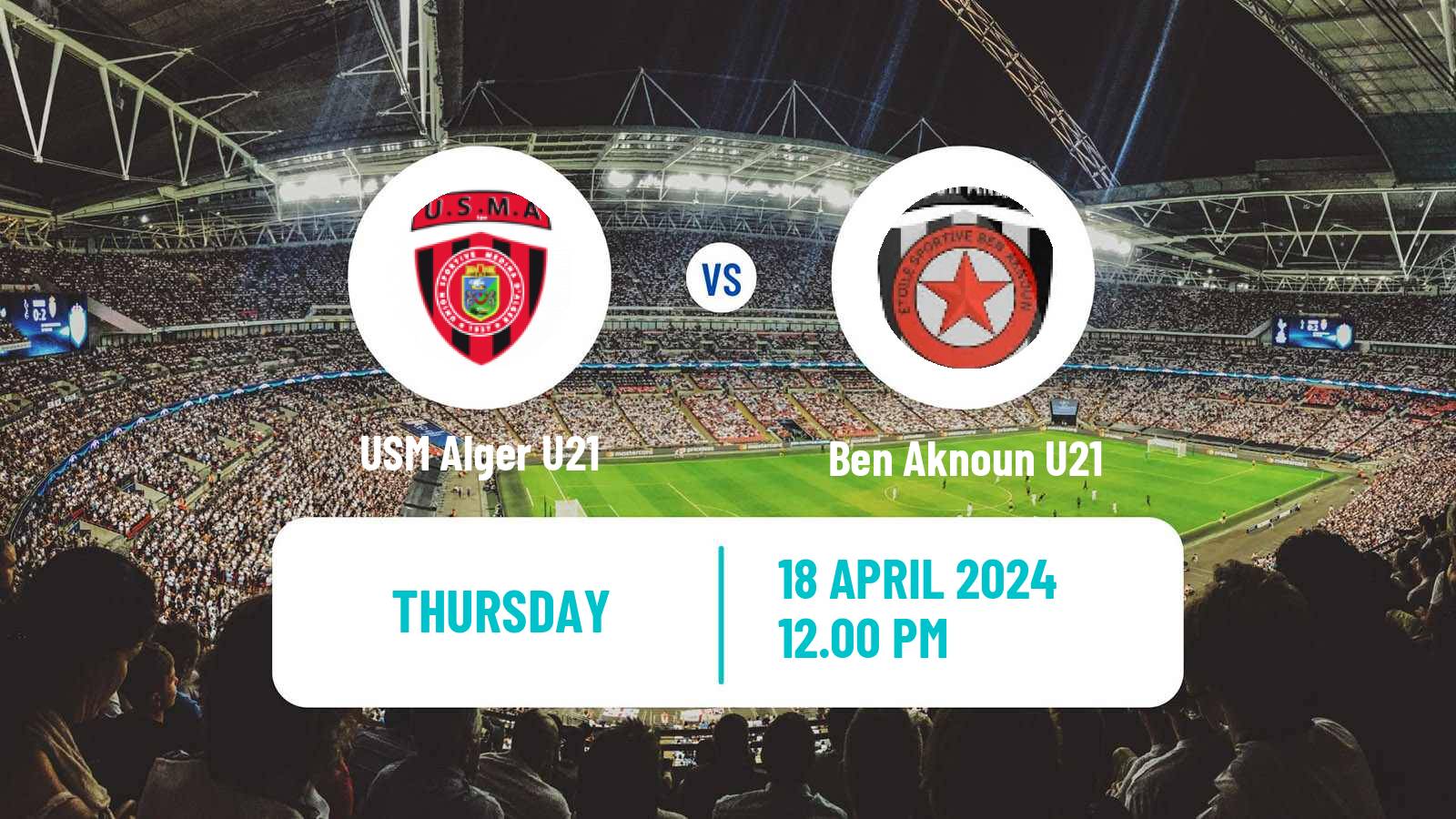 Soccer Algerian Ligue U21 USM Alger U21 - Ben Aknoun U21