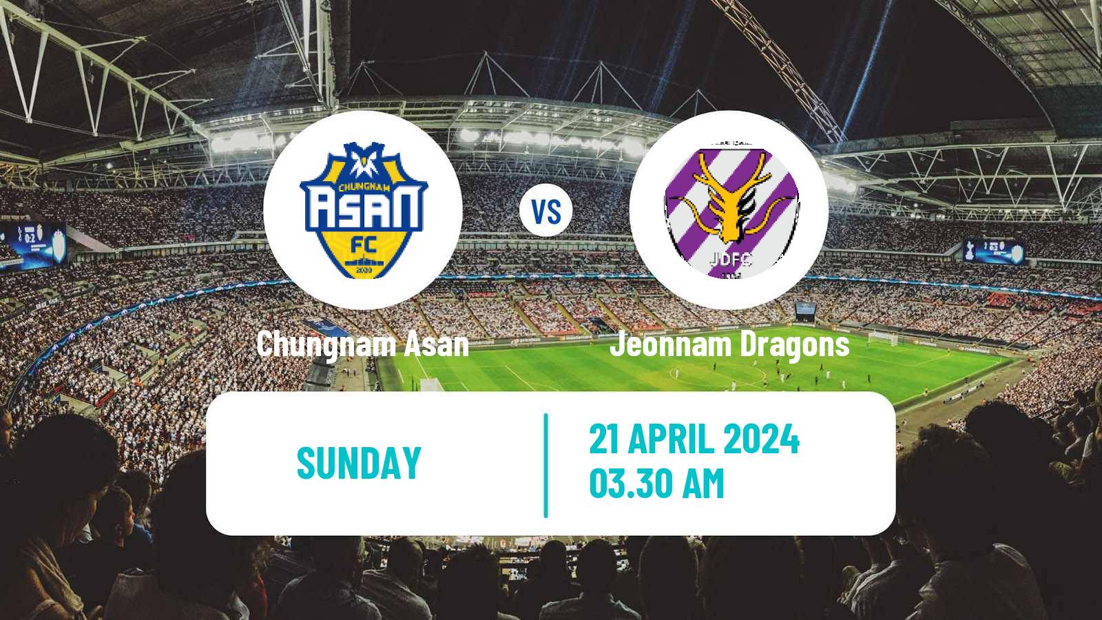 Soccer South Korean K-League 2 Chungnam Asan - Jeonnam Dragons