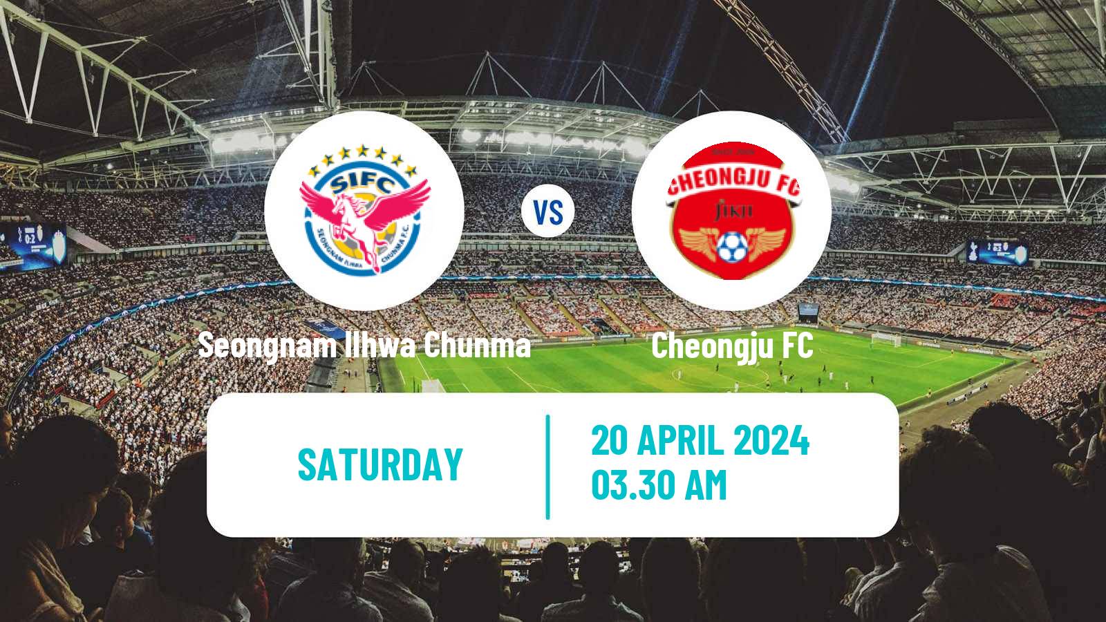 Soccer South Korean K-League 2 Seongnam Ilhwa Chunma - Cheongju