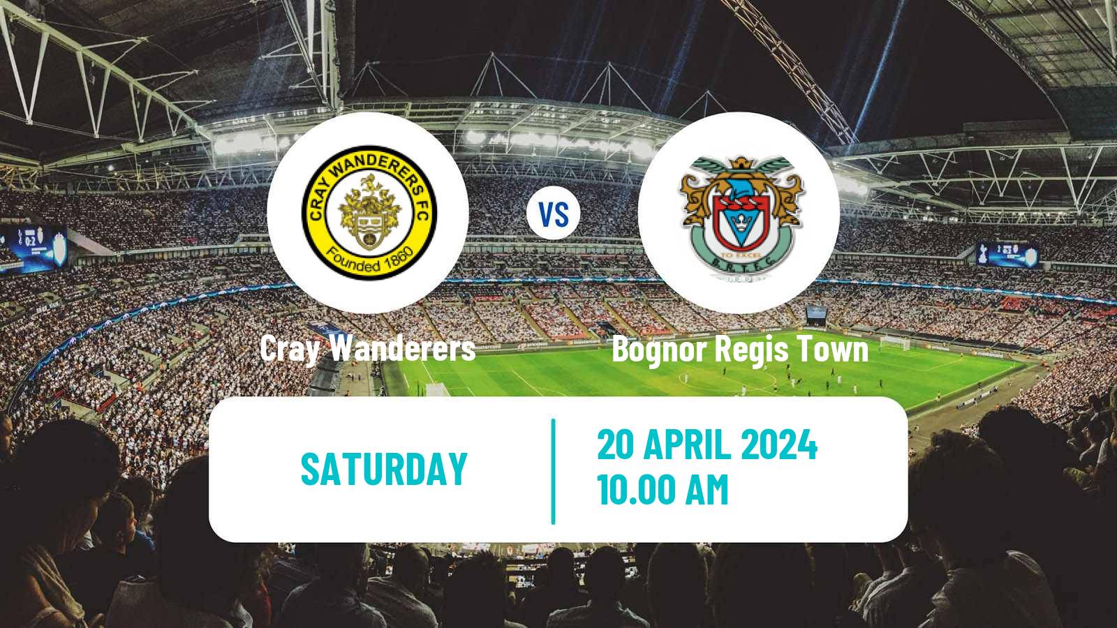 Soccer English Isthmian League Premier Division Cray Wanderers - Bognor Regis Town