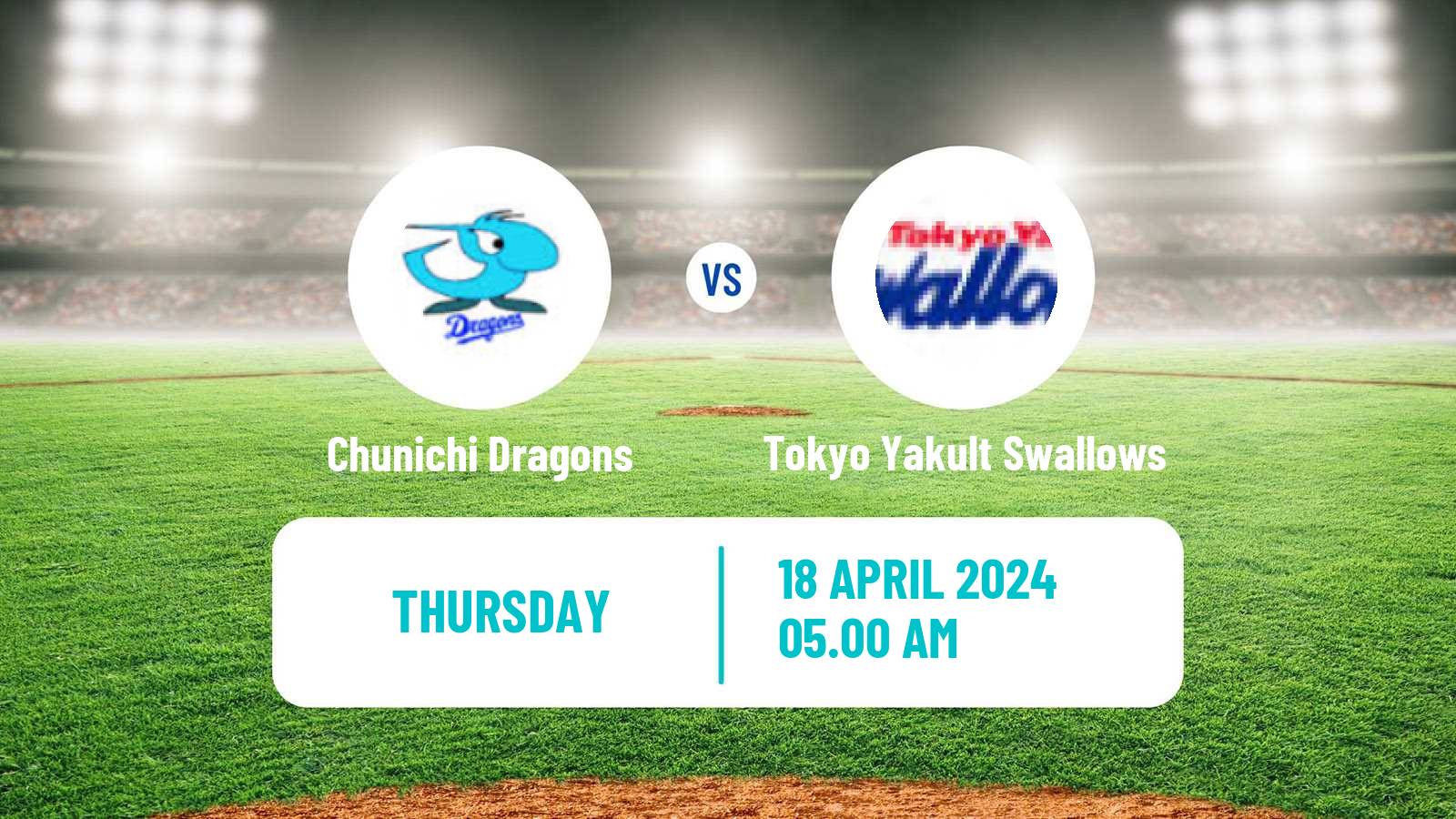 Baseball NPB Chunichi Dragons - Tokyo Yakult Swallows