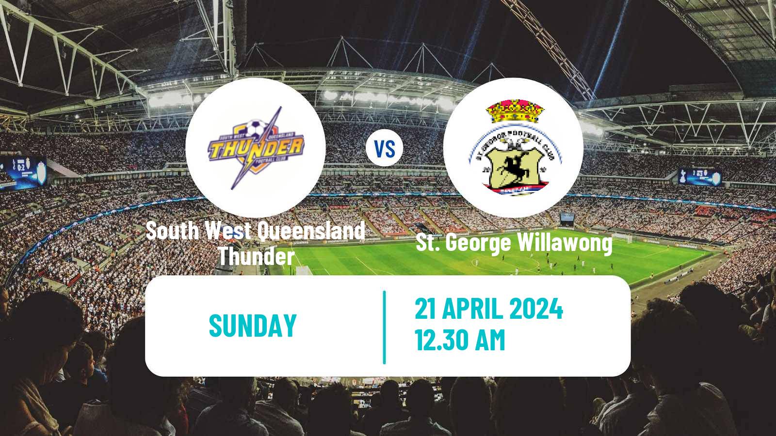 Soccer Australian Queensland Premier League South West Queensland Thunder - St. George Willawong
