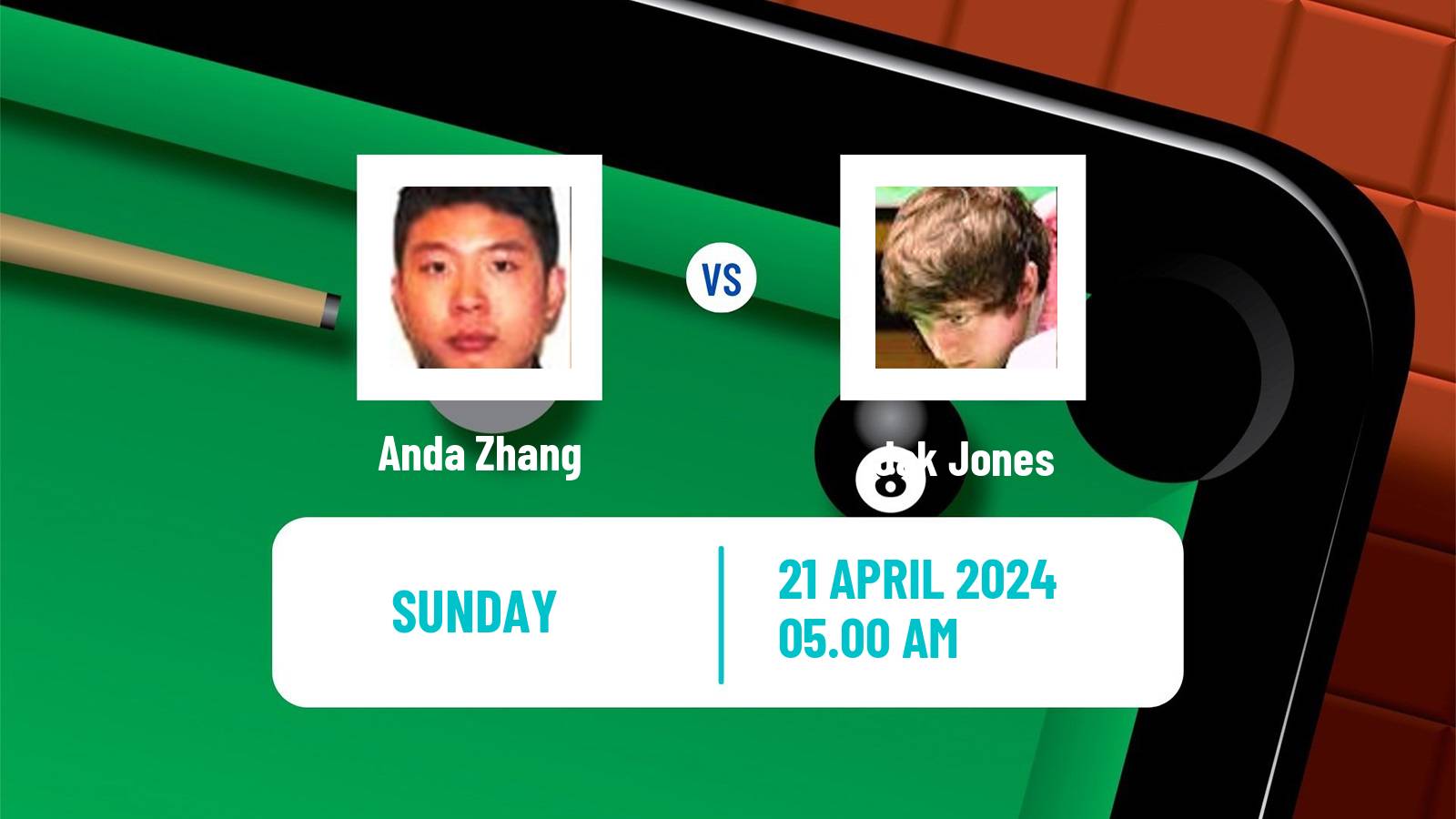 Snooker World Championship Anda Zhang - Jak Jones