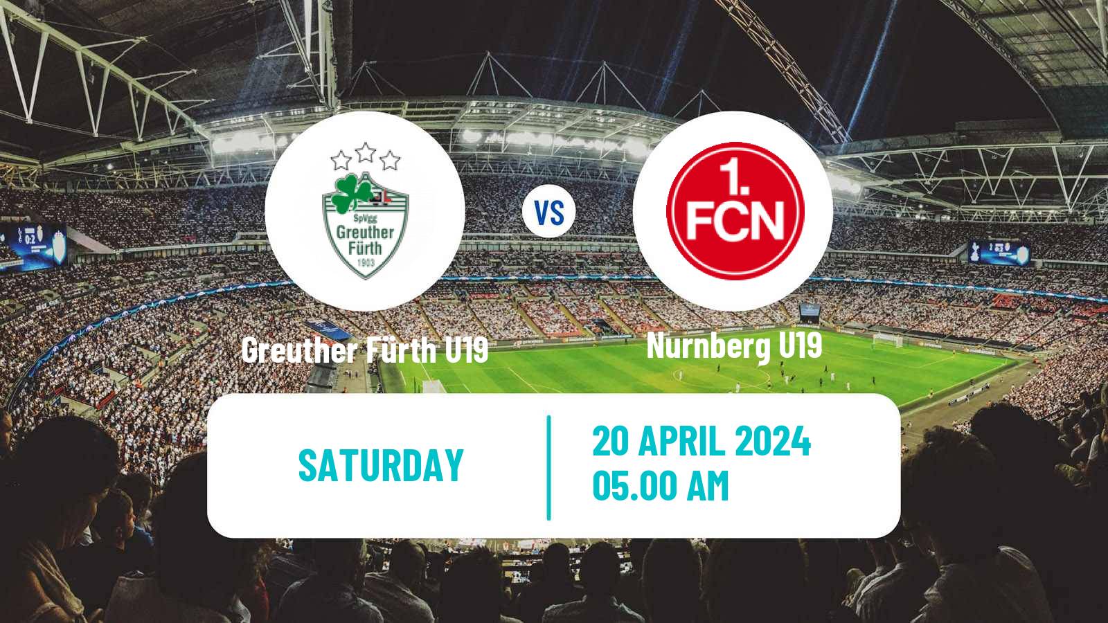 Soccer German Junioren Bundesliga South Greuther Fürth U19 - Nurnberg U19