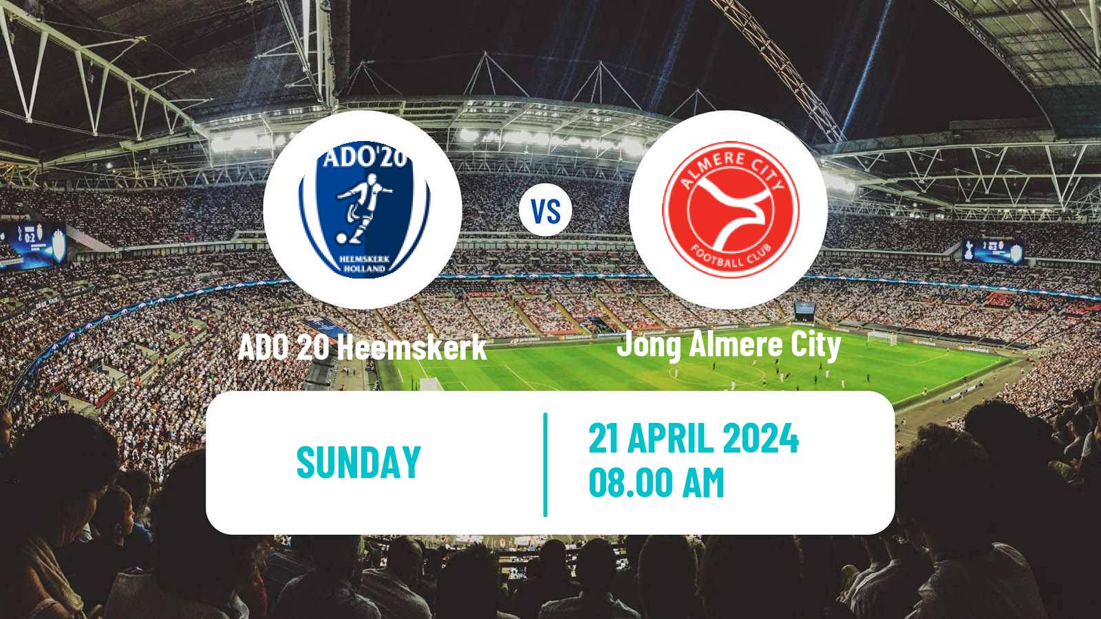 Soccer Dutch Tweede Divisie ADO 20 Heemskerk - Jong Almere City