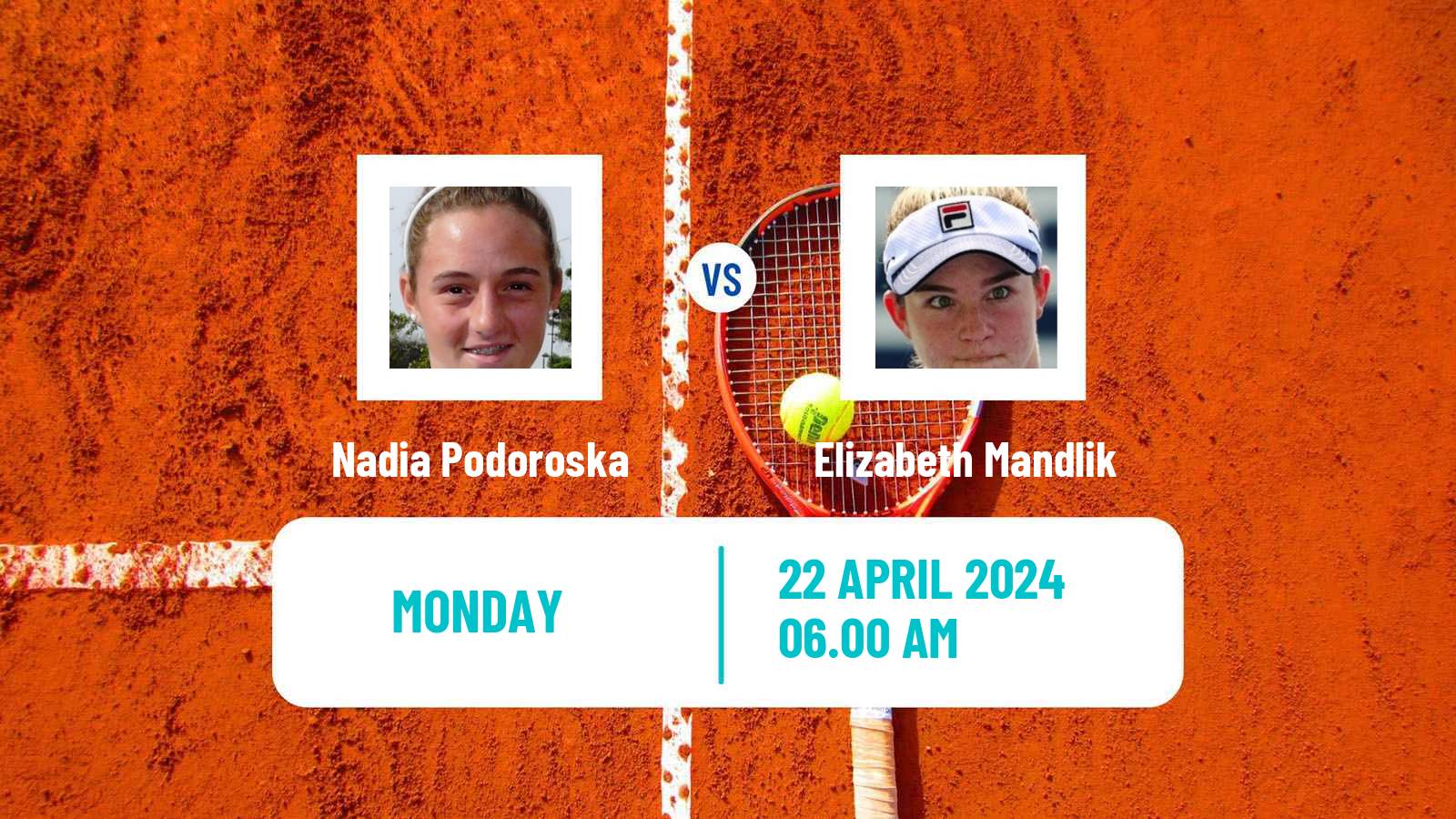 Tennis WTA Madrid Nadia Podoroska - Elizabeth Mandlik
