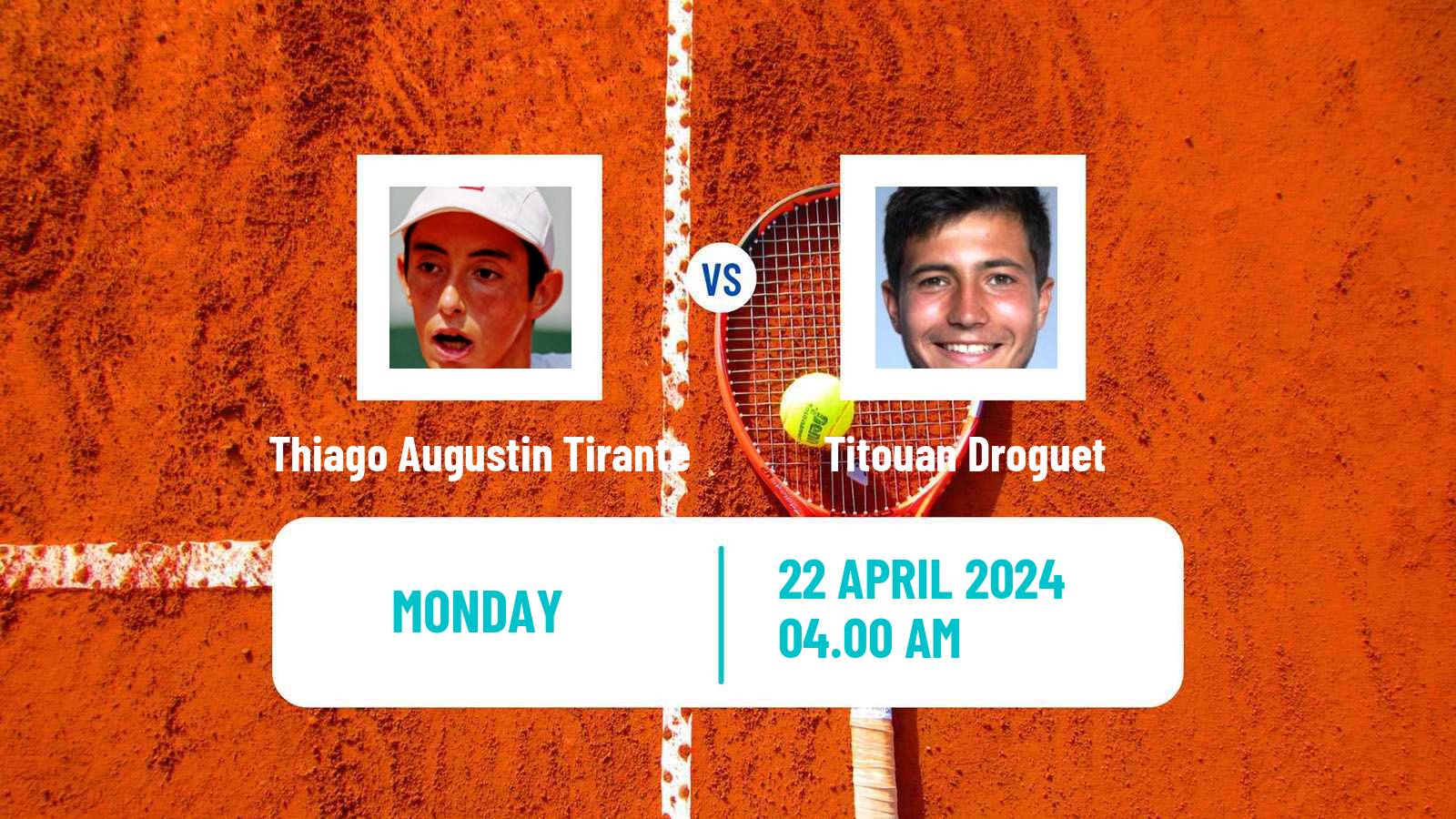 Tennis ATP Madrid Thiago Augustin Tirante - Titouan Droguet