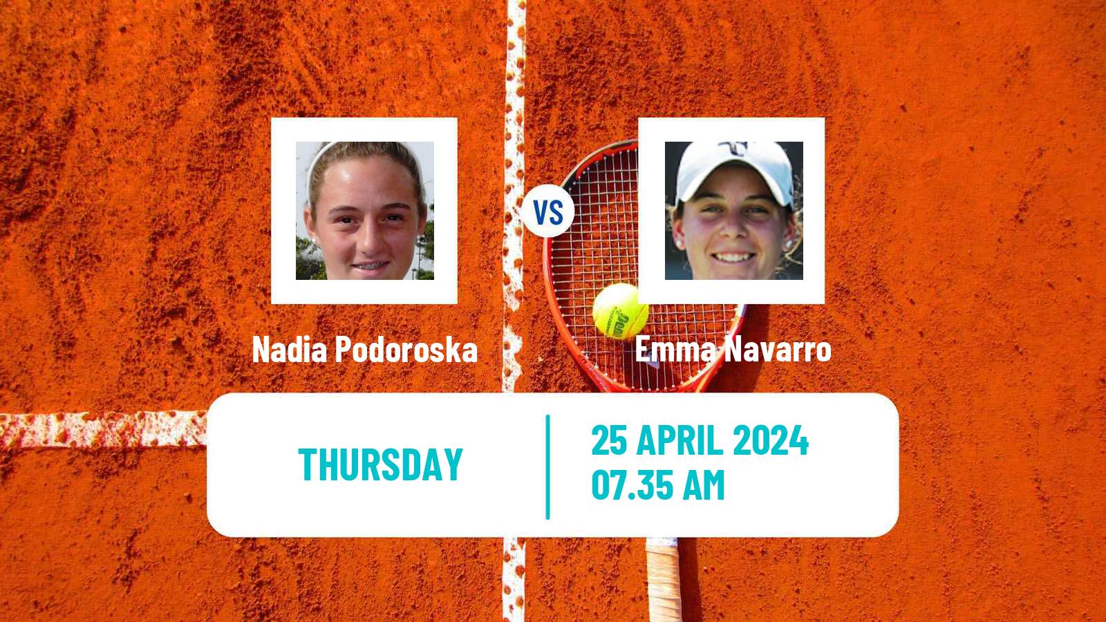 Tennis WTA Madrid Nadia Podoroska - Emma Navarro