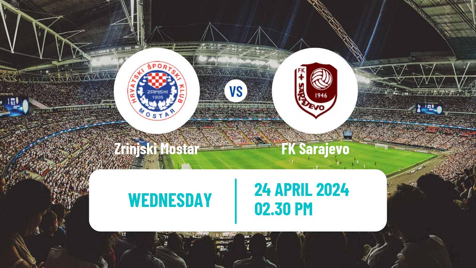 Soccer Bosnian Premier League Zrinjski Mostar - Sarajevo