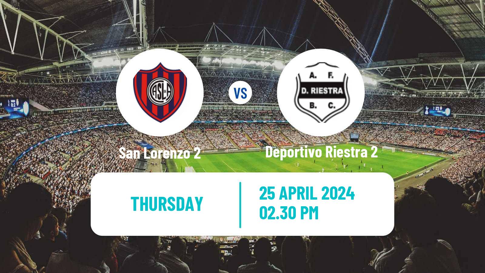 Soccer Argentinian Reserve League San Lorenzo 2 - Deportivo Riestra 2
