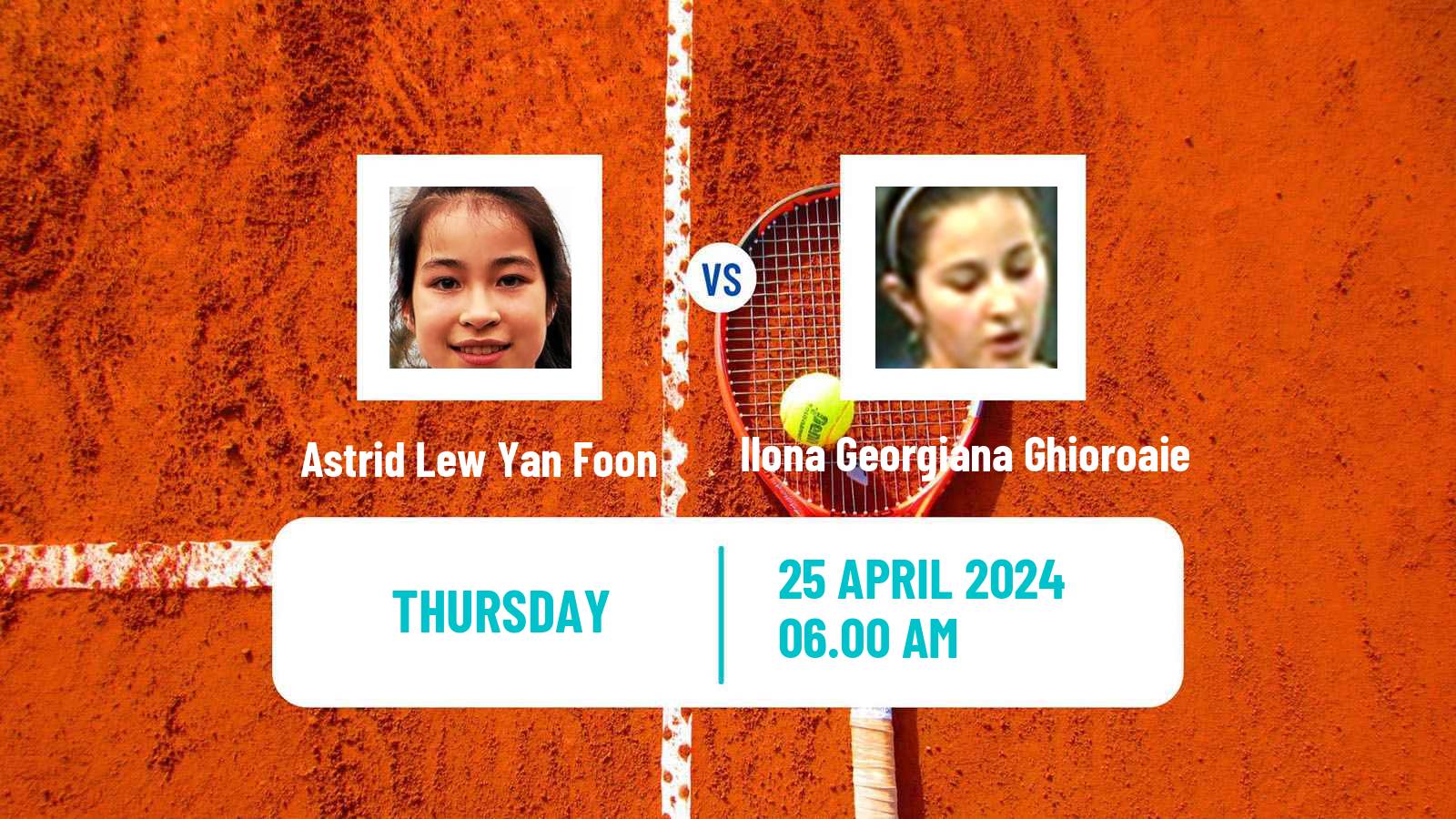 Tennis ITF W35 Hammamet 6 Women Astrid Lew Yan Foon - Ilona Georgiana Ghioroaie