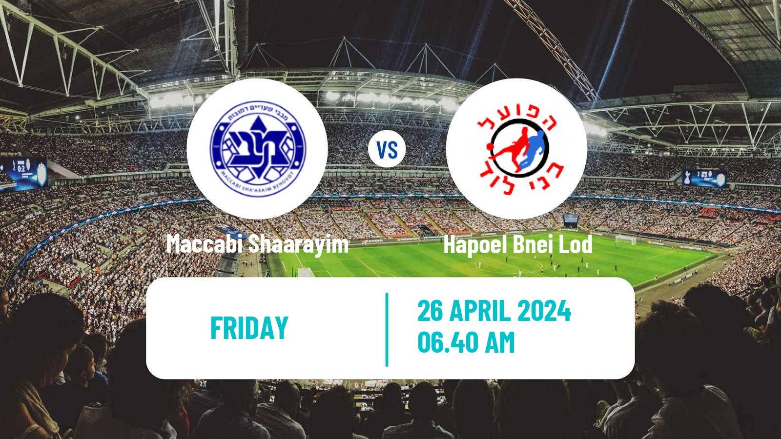 Soccer Israeli Liga Alef South Maccabi Shaarayim - Hapoel Bnei Lod
